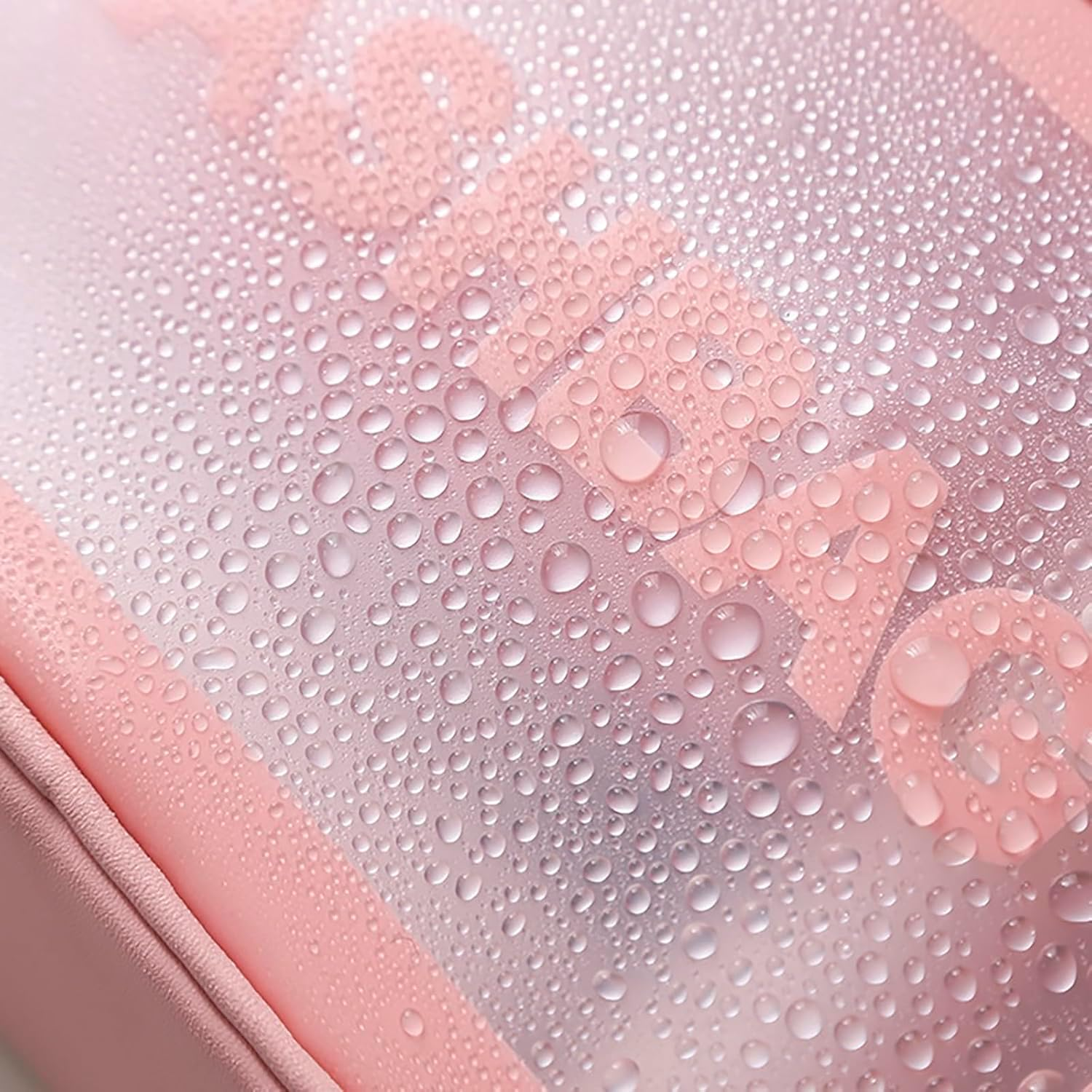 MUYIBENMU Travel Toiletry Bag for Women Men，Translucent Waterproof Travel Makeup Cosmetic Pouch Traveling Organizer for Toiletries, Cosmetic, Accessories，3 Cosmetic Bags, Quart Size (Pink) image number 6