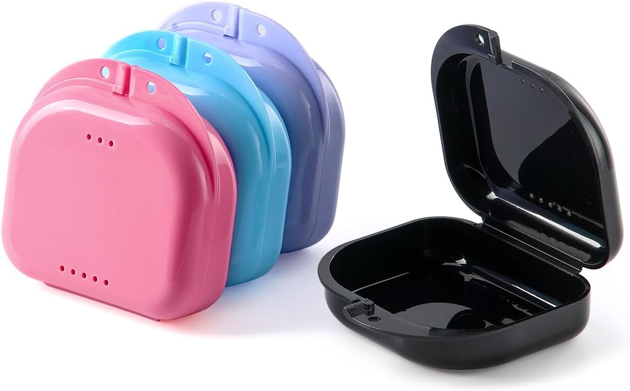 JMU Retainer Case with Vent Holes, Orthodontic Retainer Case Mouth Guard Case with Tight Snap Closure, Light Blue