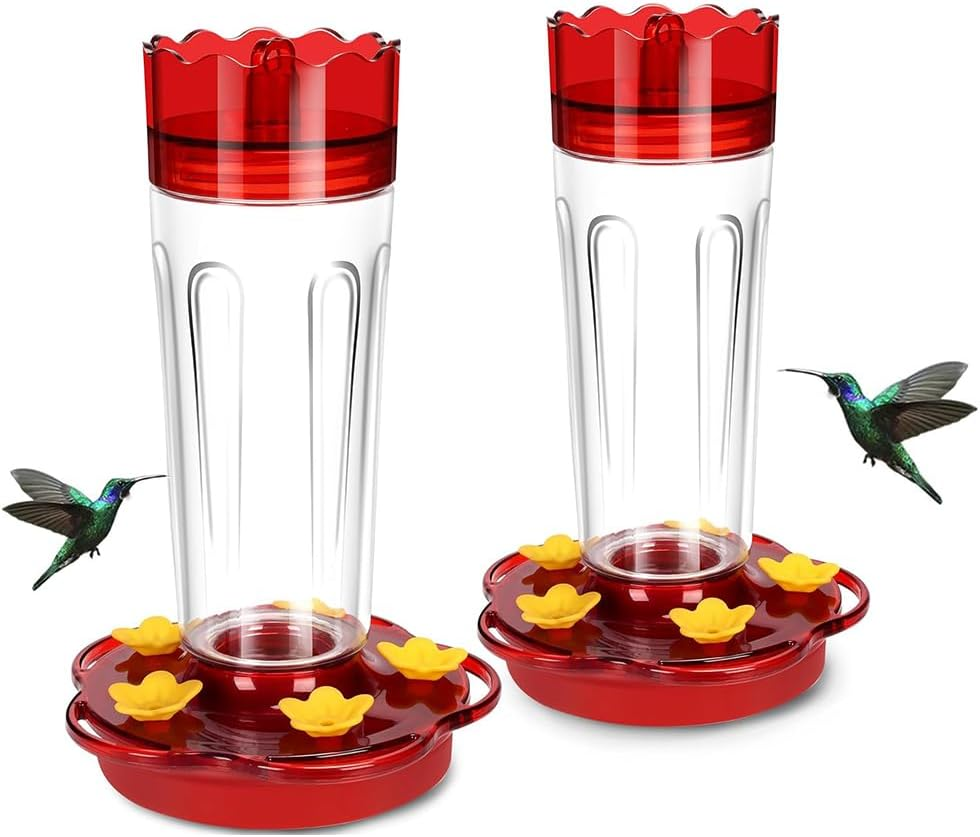 MUSONG 2-Pack 426Ml Hummingbird Feeders for Outdoors &ndash; Bee and Ant Proof, Leak-Proof Plastic Feeder with 5 Feeding Ports, Built-In Ant Moat, Easy-Clean Detachable Base &ndash; Hanging Garden Decor image number 2
