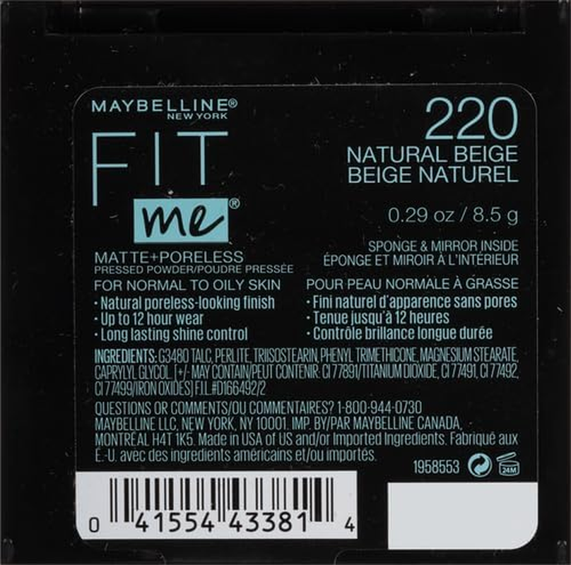 Maybelline New York Fit Me Matte & Poreless Pressed Powder - Natural Beige 220 (Pack of 2) image number 4