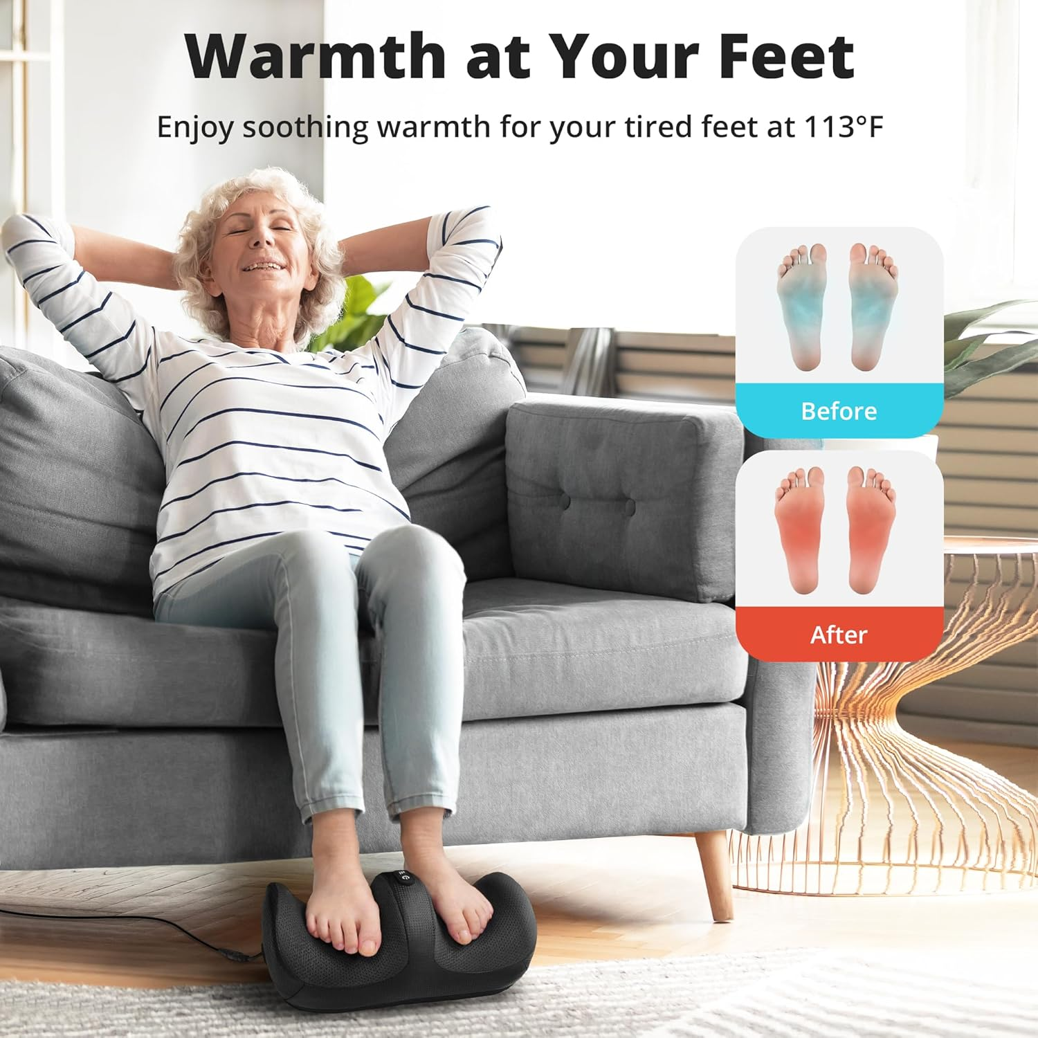 Medcursor Foot Massager with Heat, Feet Massager Machine with Massage Roller, Adjustable Intensity for Foot Massage, Lightweight and Relax for Home or Office Use (Not Cordless) image number 6