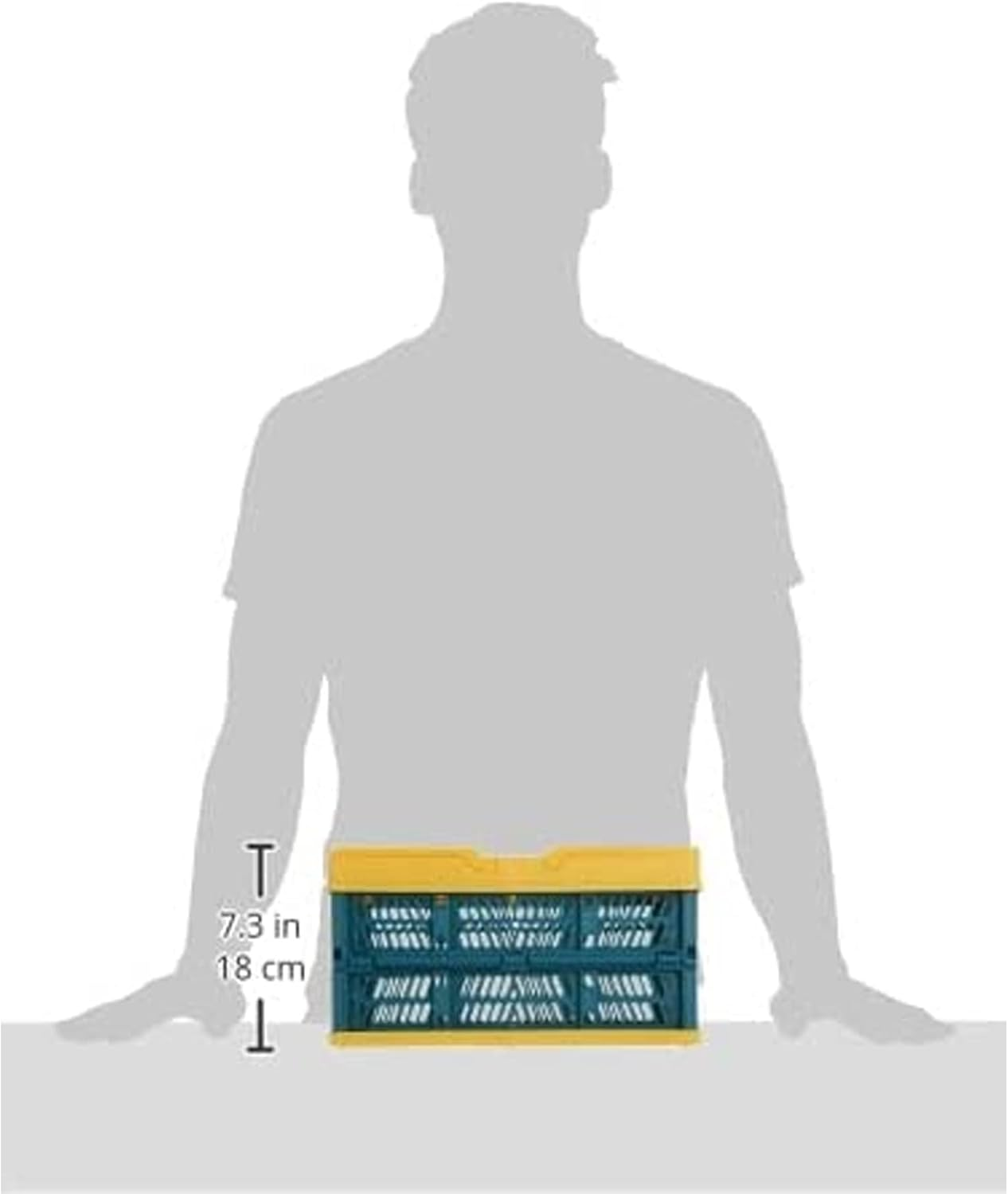 Sulfar Plastic Storage Crate, Foldable Shelf Storage Basket with Plastic Handle, Bins for Food, Fruit, Vegetables, Snacks Bottle Toys Toiletries, Home Kitchen, Office Storage Box - Yellow image number 4