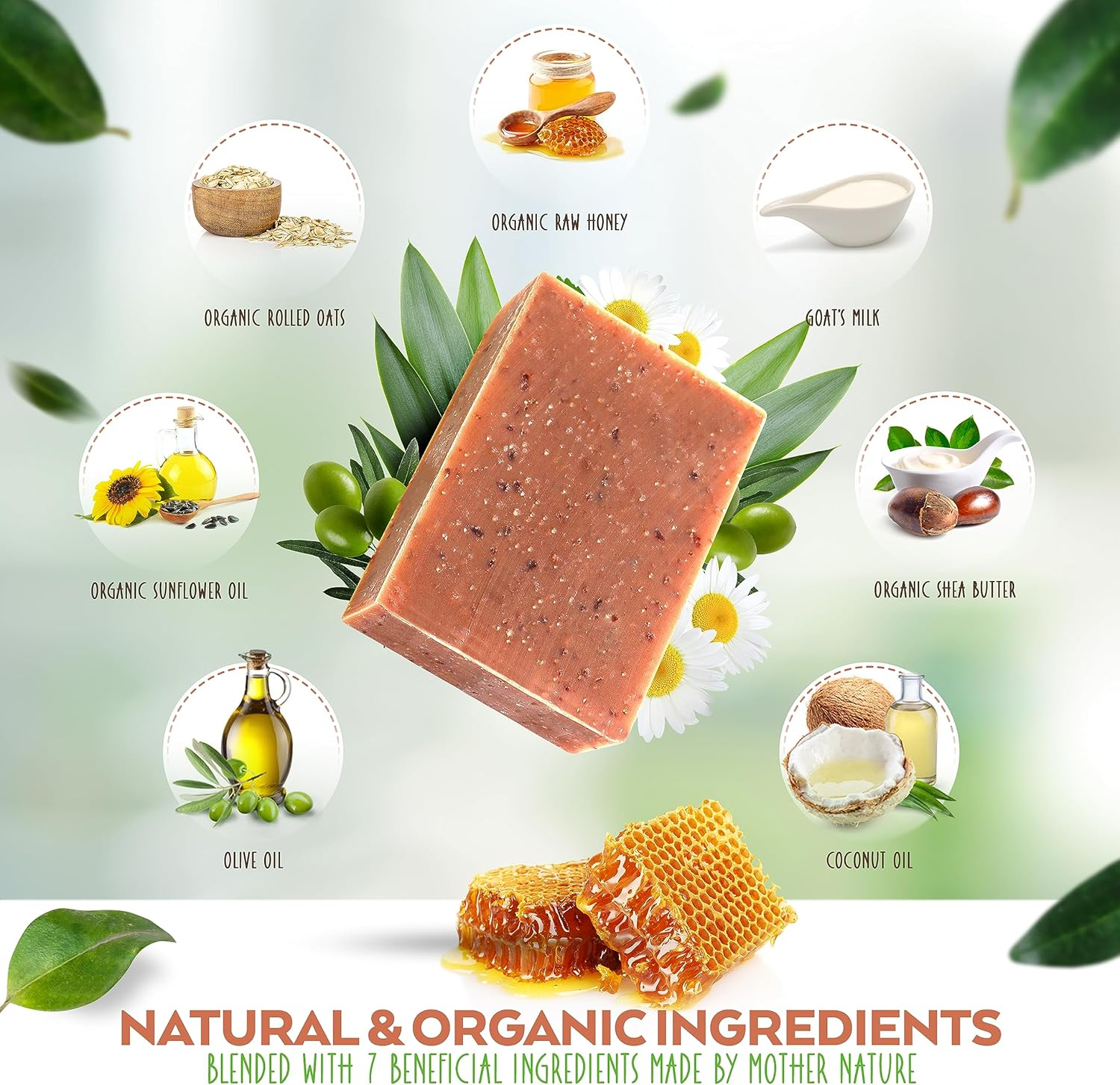 Aspen Kay Naturals Handmade Oatmeal Soap Bar for Face & Body &ndash; Made with Organic Raw Honey, Goats Milk, Organic Shea Butter - Exfoliating Soap &ndash; for All Skin Types - Made in the USA 4.5 Oz image number 1