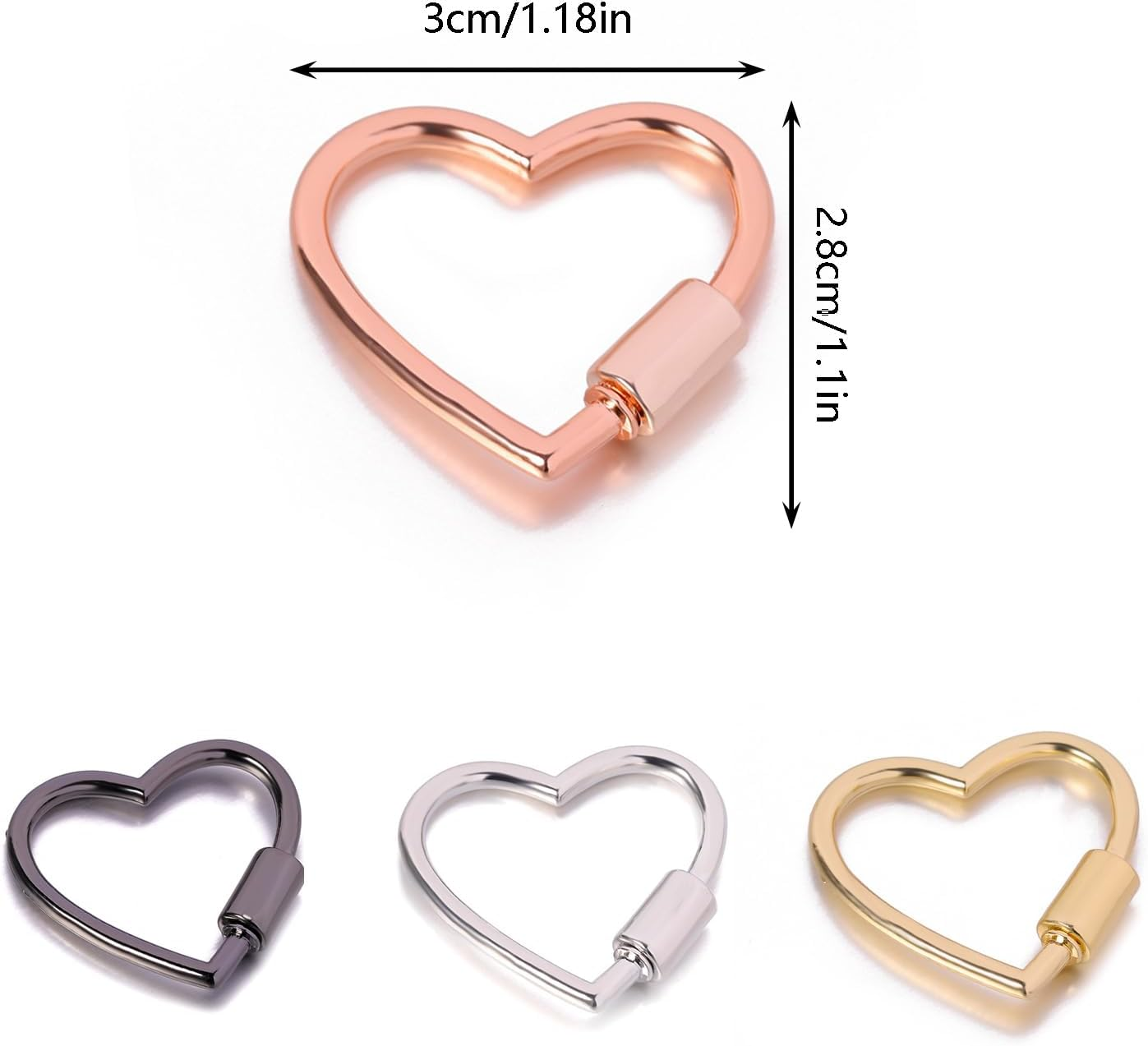 Taicols Heart Shaped Key Ring, 8 Pcs Heart Carabiner Clip, Cute Carabiner Keychain, Small Spring Snap Hooks, Mini Metal Heart Buckle, Carabiners Hiking Clips, Heart Shape Keychain Clip, Climbing Clips image number 3
