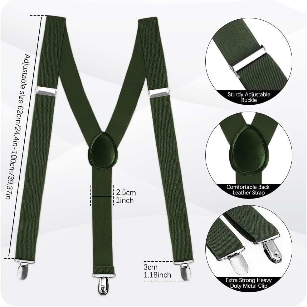 Men'S Suspenders, 1PCS 3 Hooks and Elastic Straps Y-Back, Dress Duty Braces for Heavy Duty, Big and Tall image number 3