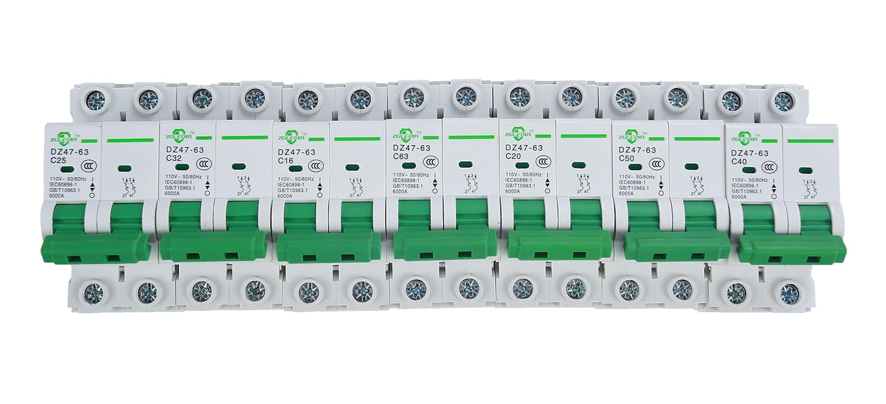 ZGLEDUN AC Miniature Circuit Breaker, 2 Pole 20 Amp, 12-240VAC, 6Ka Din Rail Mount Breaker with Thermal Magnetic Trip, DZ47-63 2P, AC Solar MCB image number 4
