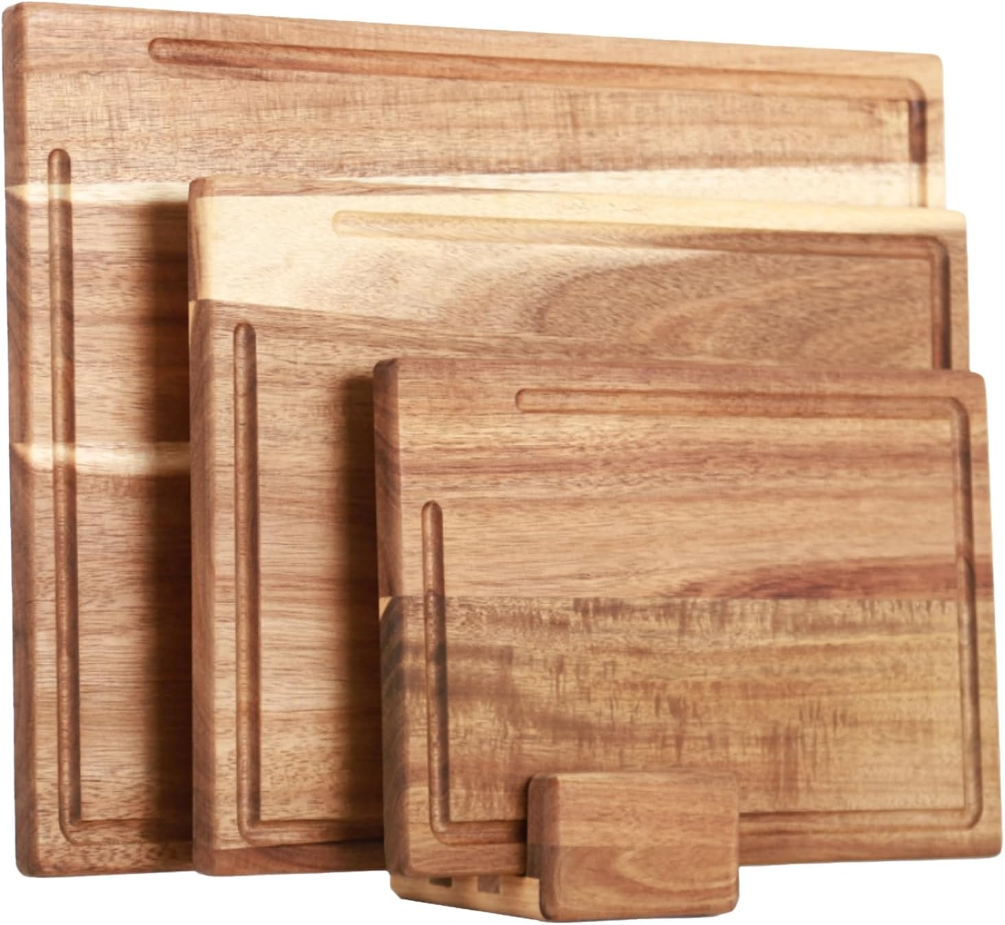 Acacia Wooden Chopping Boards for Kitchen, Cutting Board Set of 3, Reversible Wooden Cutting Board Set with Handle, Butcher Block Wooden Trays for Meat, Fruit Vegetable and Cheese image number 1