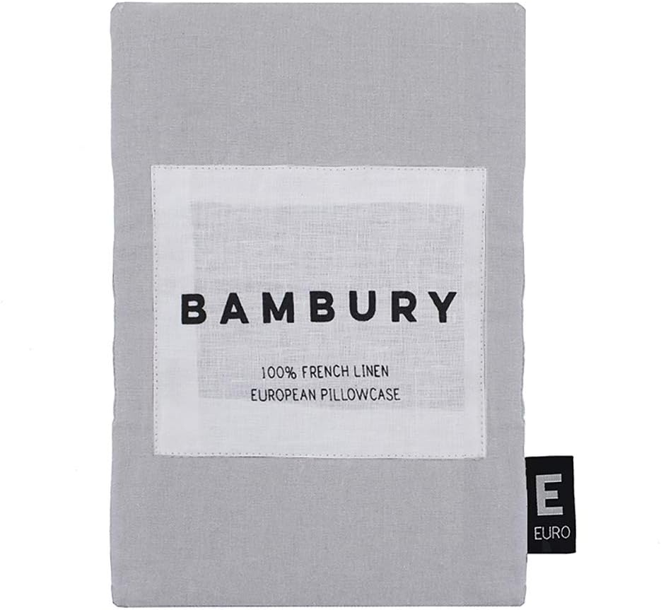 Bambury French Linen Pillowcase, European, Silver - Ivory image number 2