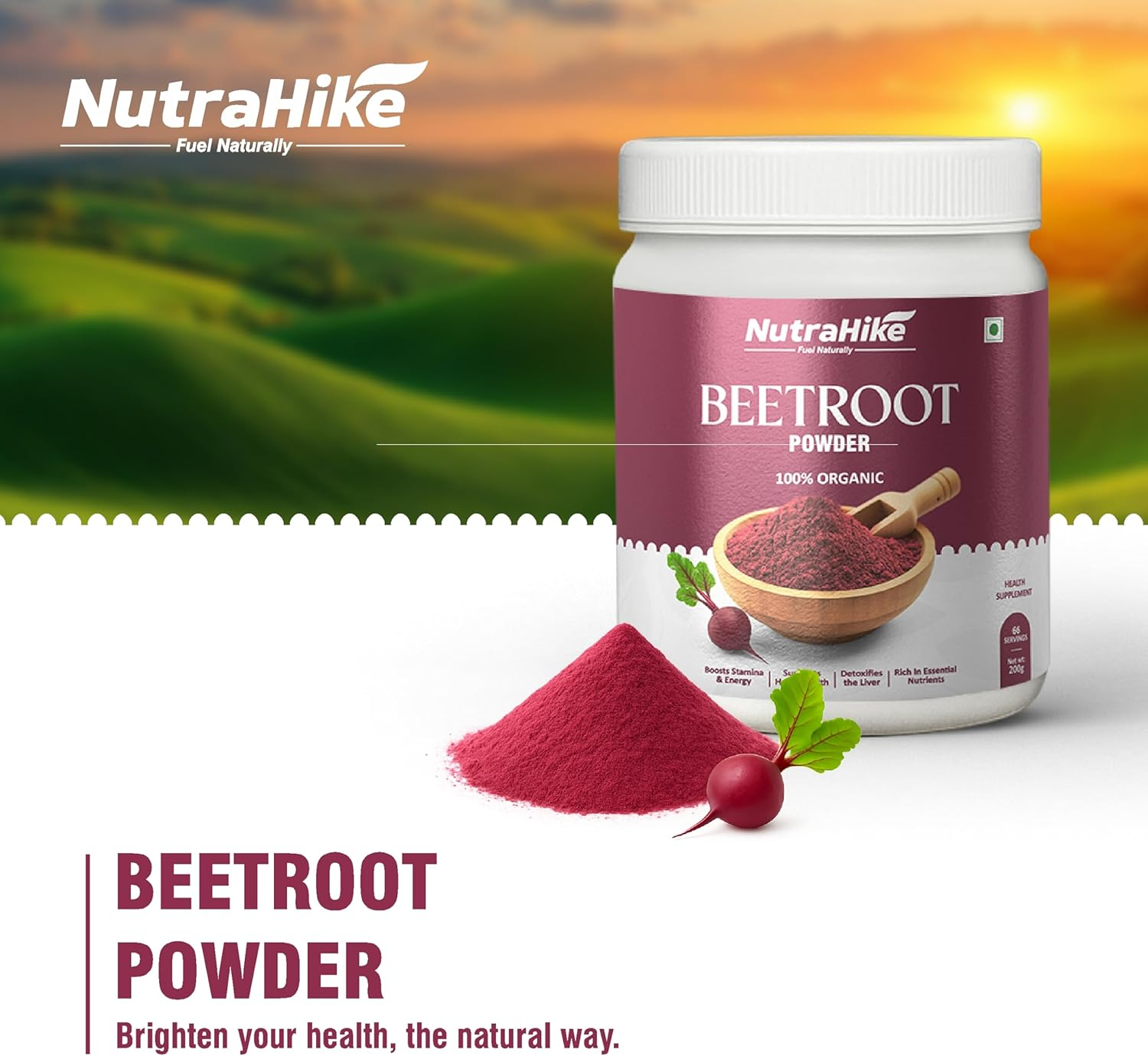 Nutrahike Organic Beetroot Powder 200 G &ndash; Antioxidant-Rich Detox & Immunity Booster image number 5
