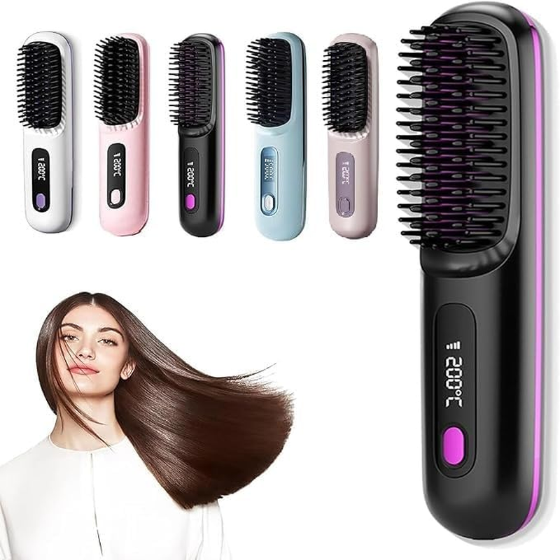 Generic Go Brush Pro - Cordless Hair Straightener Brush, 35W, 4000Mah Battery, 3 Heat Settings (160&deg;C, 180&deg;C, 200&deg;C), Hair-Friendly Technology, Black image number 2
