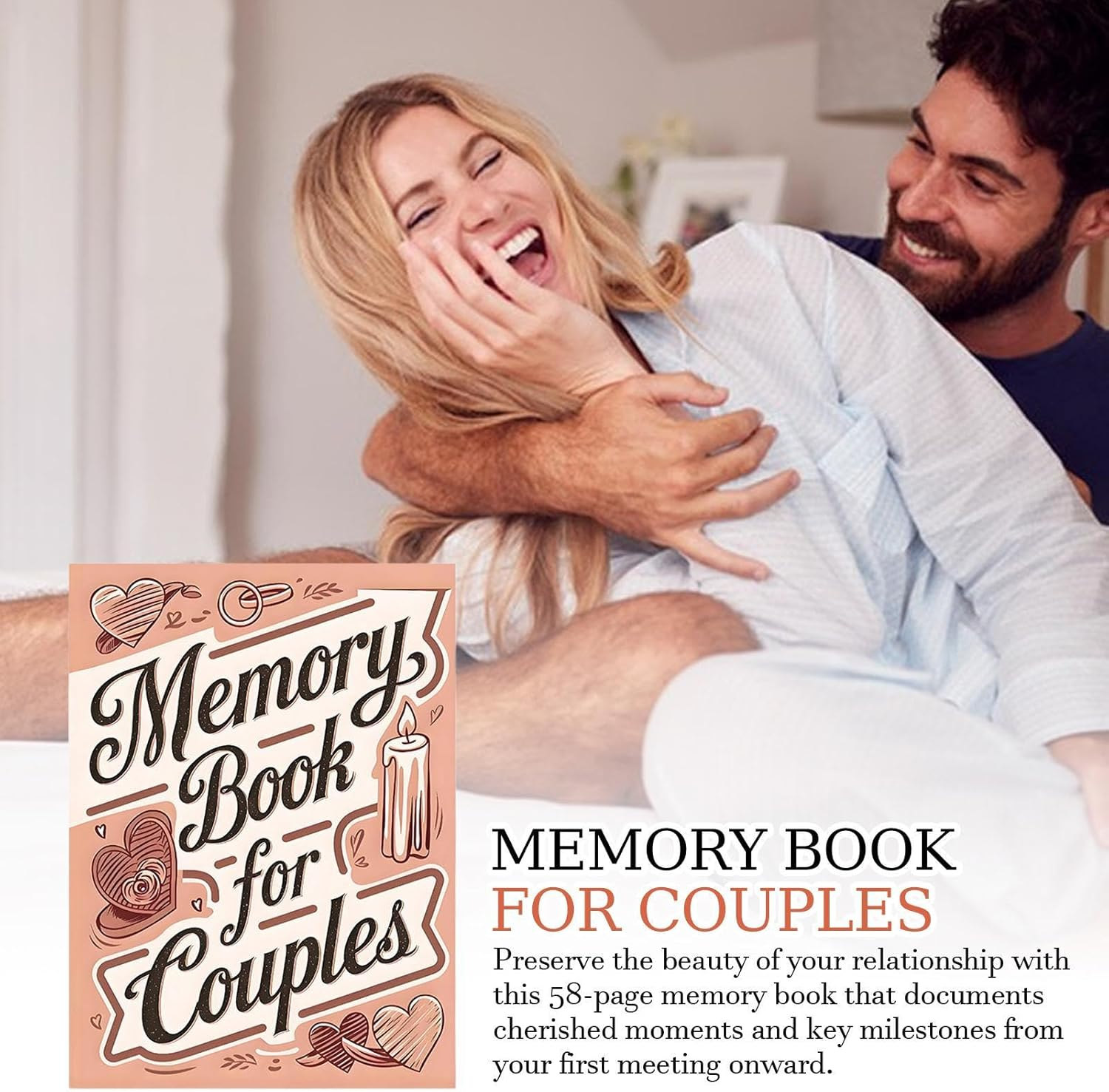 Photo Memory Book,Photo Scrapbook | 58 Pages Scrapbooking Supplies Notebook Meaningful Design for Honeymoons Love and Memories image number 2