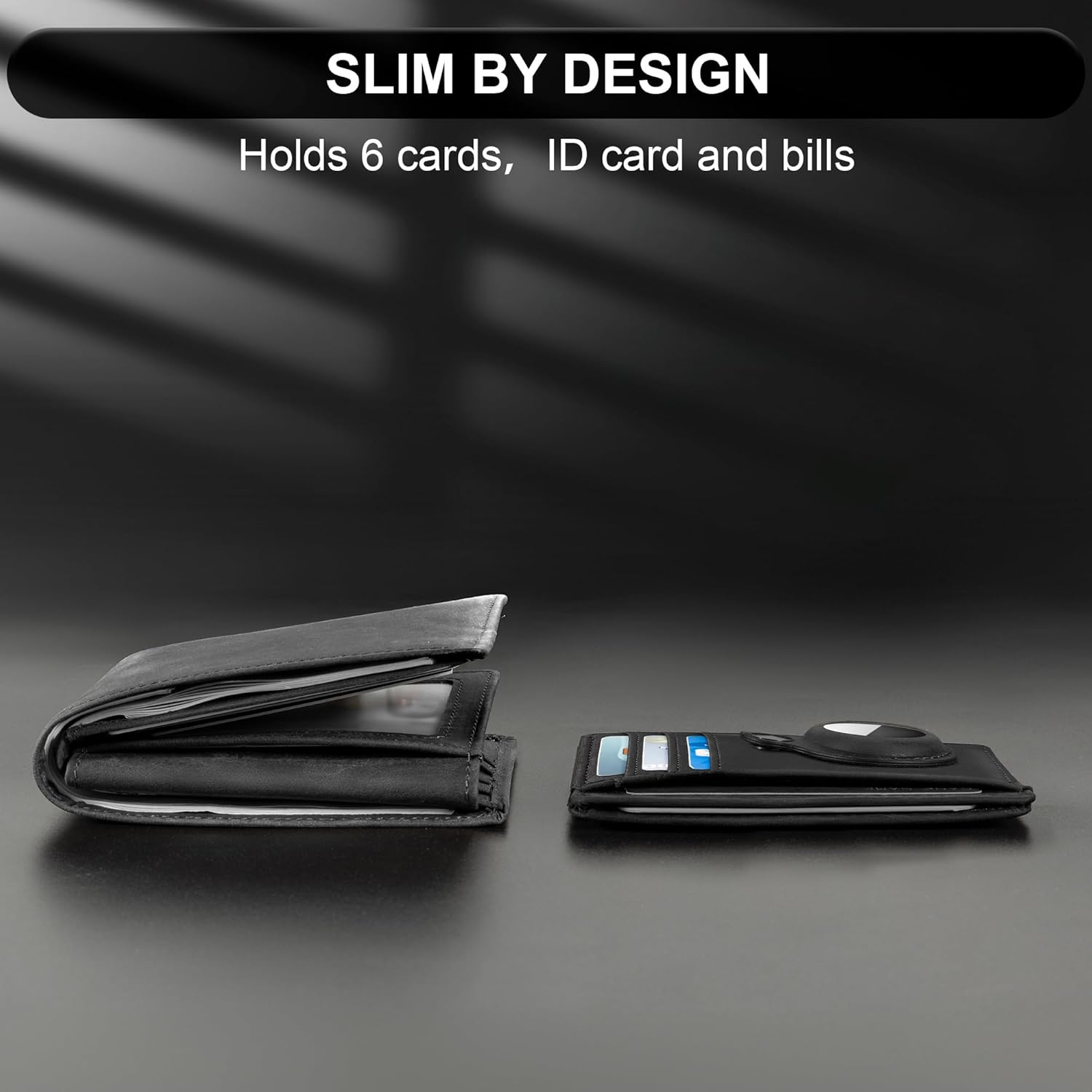 Hawanik Slim Minimalist Front Pocket Air Tag Wallet, Mens Wallet with Airtag Holder, Black, Minimalist, Minimalist - Brown image number 4