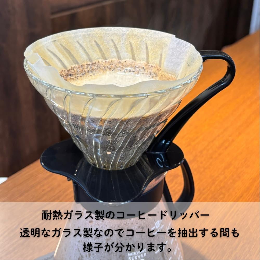 HARIO VDGN-03-B V60 Heat-Resistant Glass Transmission Dripper 03, for 1-6 Cups, Black, Made in Japan image number 3