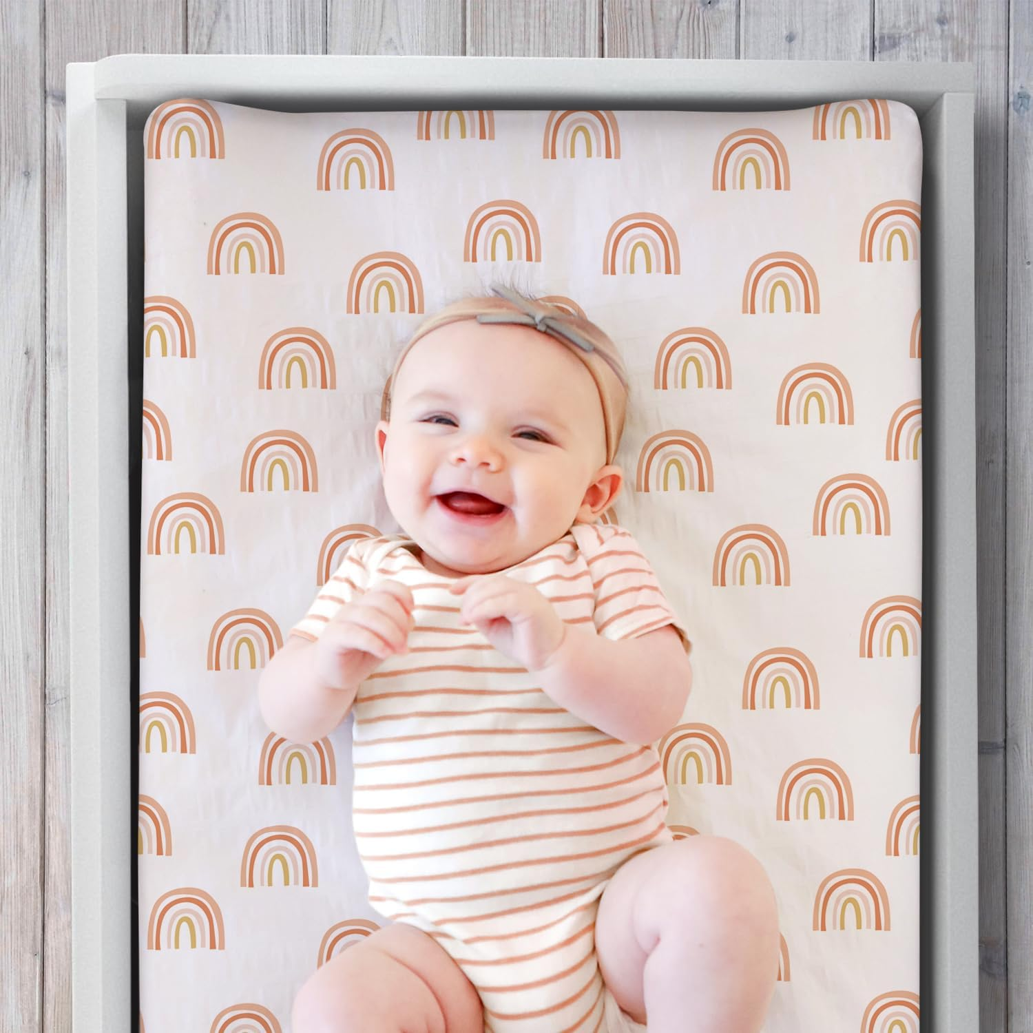 The Peanutshell Changing Pad Covers for Girls or Boys, Unisex 3 Pack, Boho Rainbow image number 3