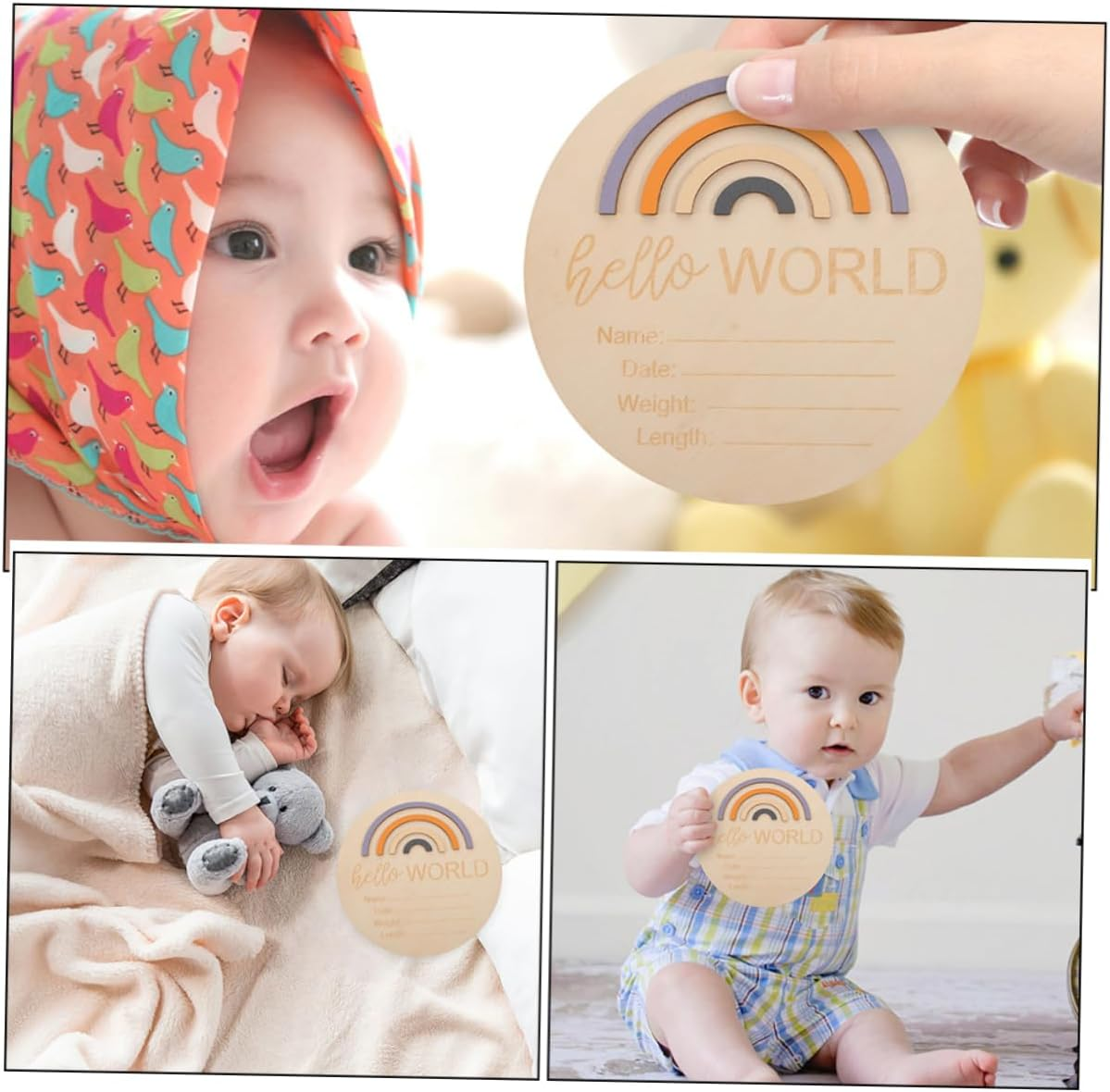 2Pcs Wooden Milestone Cards Monthly Milestone Cards for Months Signs for Nursery Decor and Birth Announcement image number 3