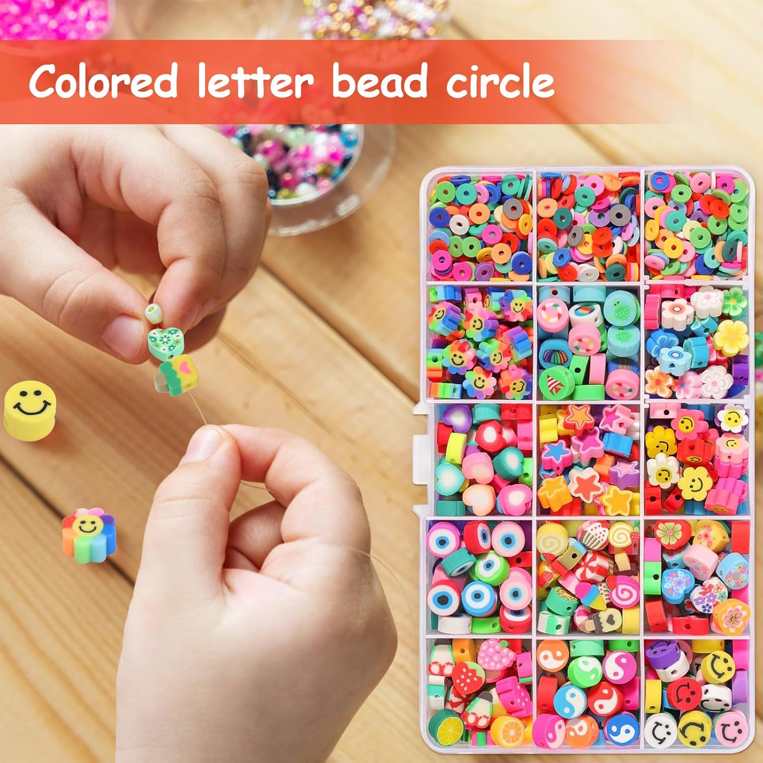 300 Pieces Colorful Clay Bracelet Bead Making Kits image number 4