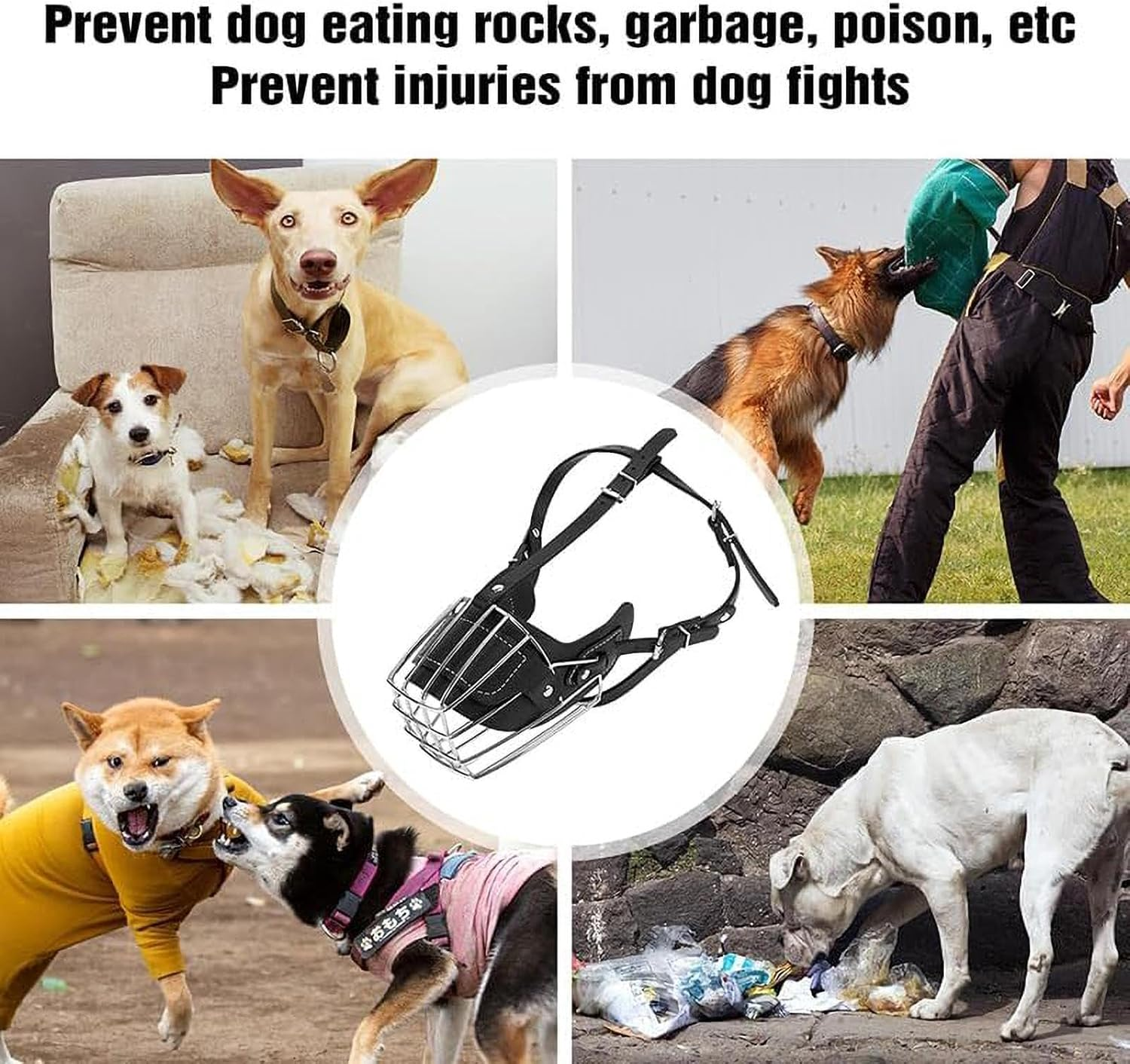 Misaakoeq Dog Muzzle Wire Basket | Adjustable Metal Basket for Biting Chewing | Dog Mouth Mesh, Muzzles for Large Breed Dogs, Dog Muzzle for Small, Medium and Large Dog image number 2