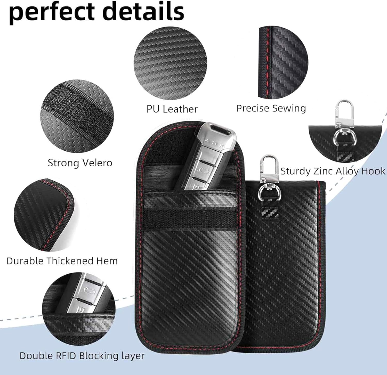 2 Pack Faraday Pouch for Car Keys, Anti-Theft Faraday Bag RFID Key Fob Protector, Key Signal Blocker, Waterproof Faraday Pouch for Complete Car Security image number 5
