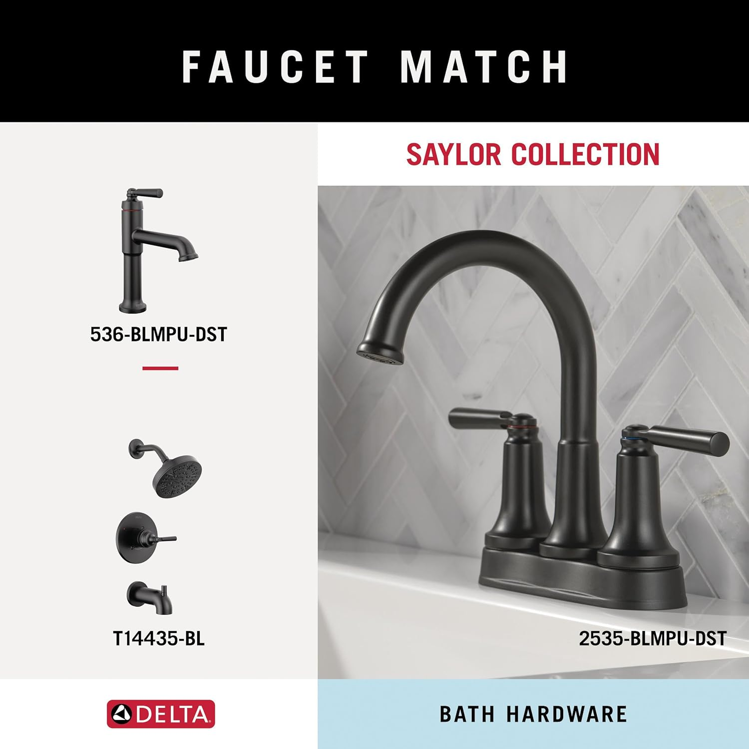 Delta 73508-BL Saylor Bath Hardware Towel Bar, Matte Black image number 2