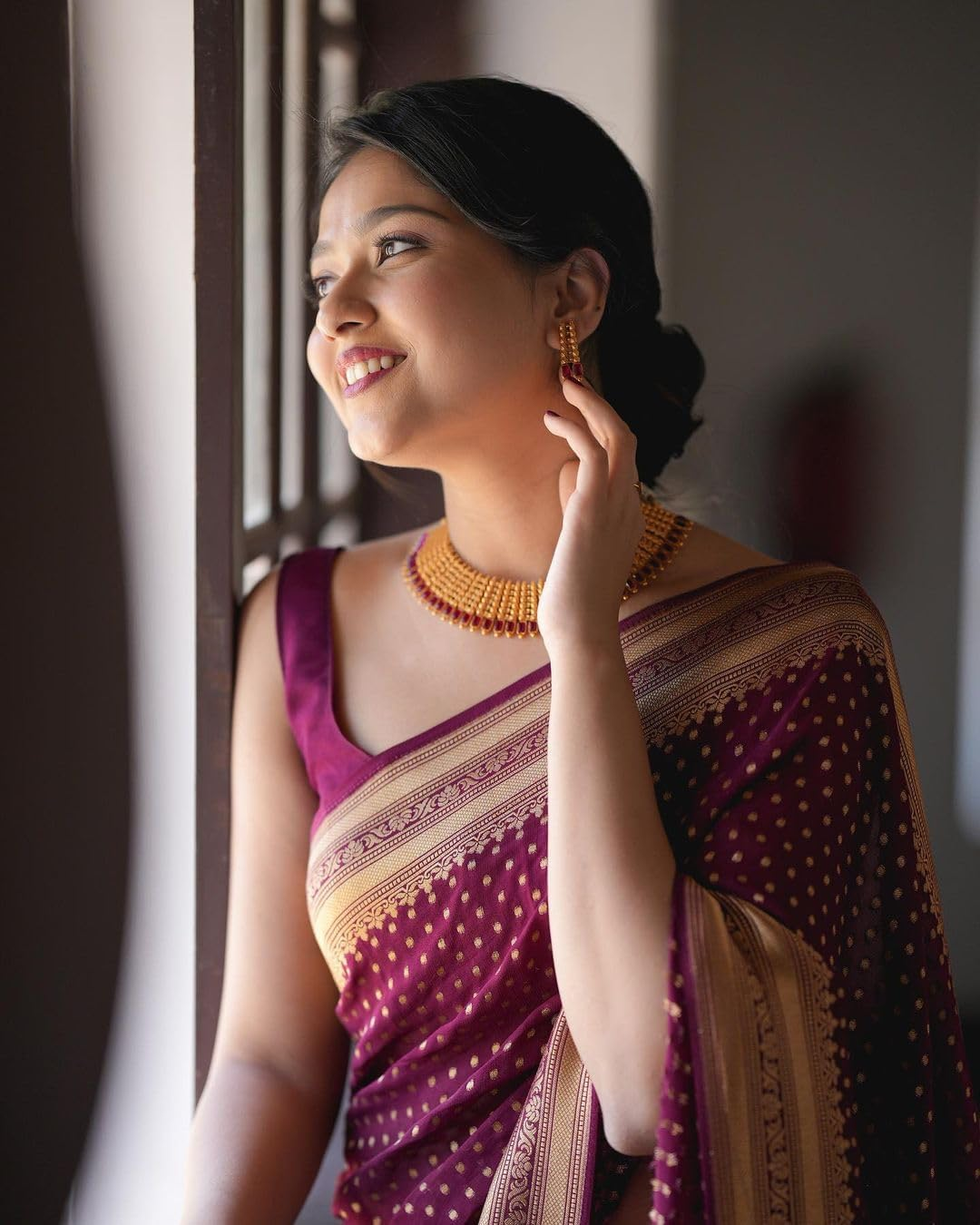 Avantika Fashion Women'S Kanjivaram Soft Silk Banarasi Sarees with Blouse Piece, Red, 5198-WINE-NEW, Free Size image number 4