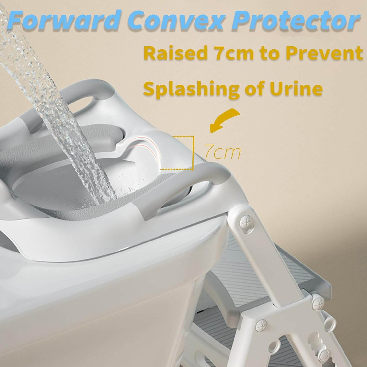 2-In-1 Potty Training Seat, Height-Adjustable Stability Training Potty Seat for Children - Step Folding Toilet Seat with Splash Guard, Anti-Slip Pad, Step Stool, Safety Handles, PU Cushion image number 1