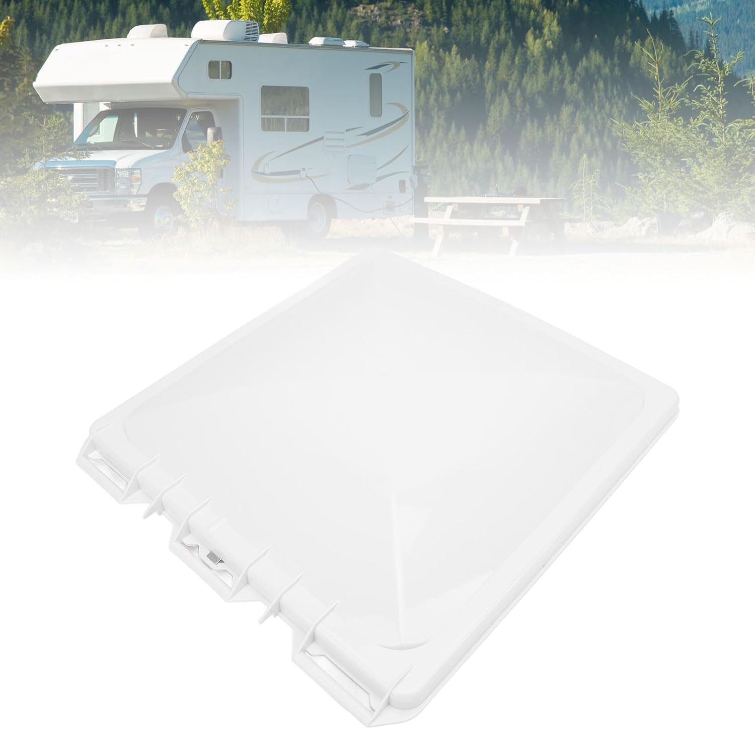 RV Roof Vent Cover, 13 X 13In Universal Vent Lid, Replacement Vent Lid with Center Rod, Exhaust Port Cover for Trailer, Motorhome, Bathroom image number 4