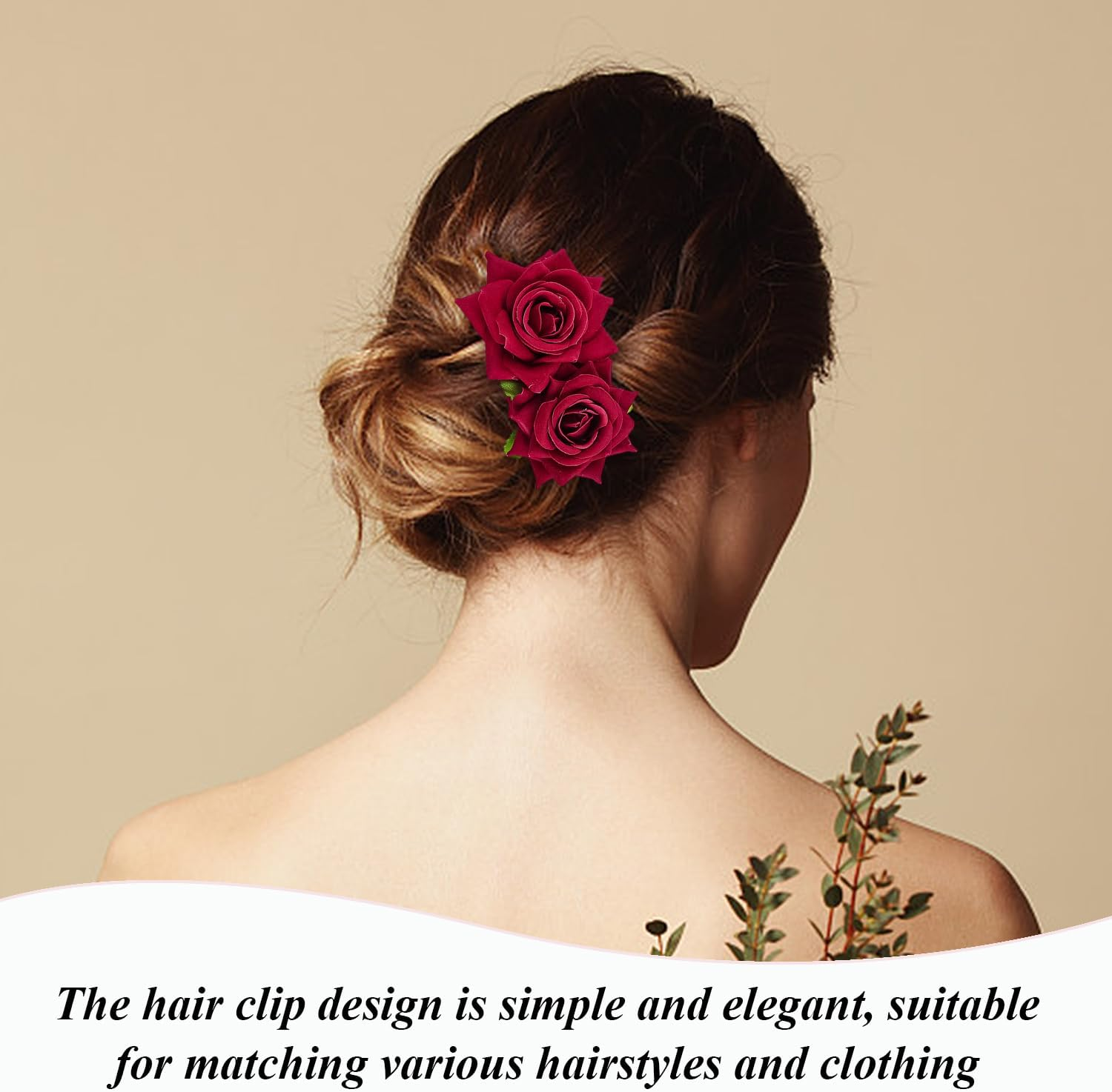 2 Pieces Rose Hair Pin, Headpiece Flower Style, Hairstyle Decorations, Fresh and Sweet Hairpin. image number 5