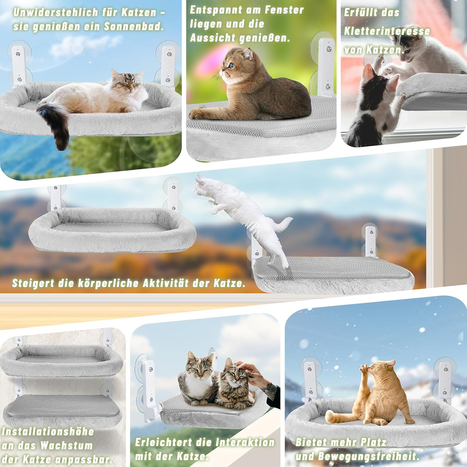 Casgee Window Lounger for Cats 60 X 30 Cm Beige with Cat Litter Tray