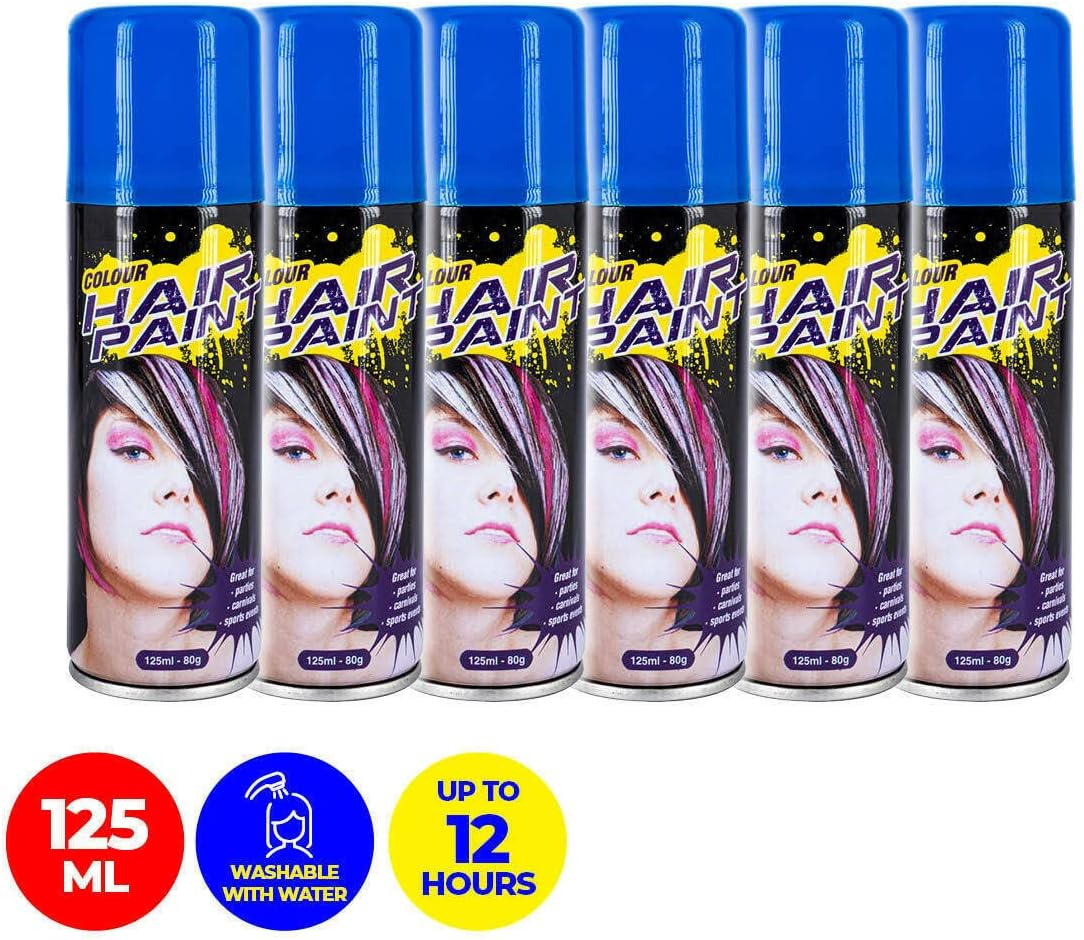 Party Central Non-Sticky Fluro Colour Hair Spray 125 Ml, Blue image number 4