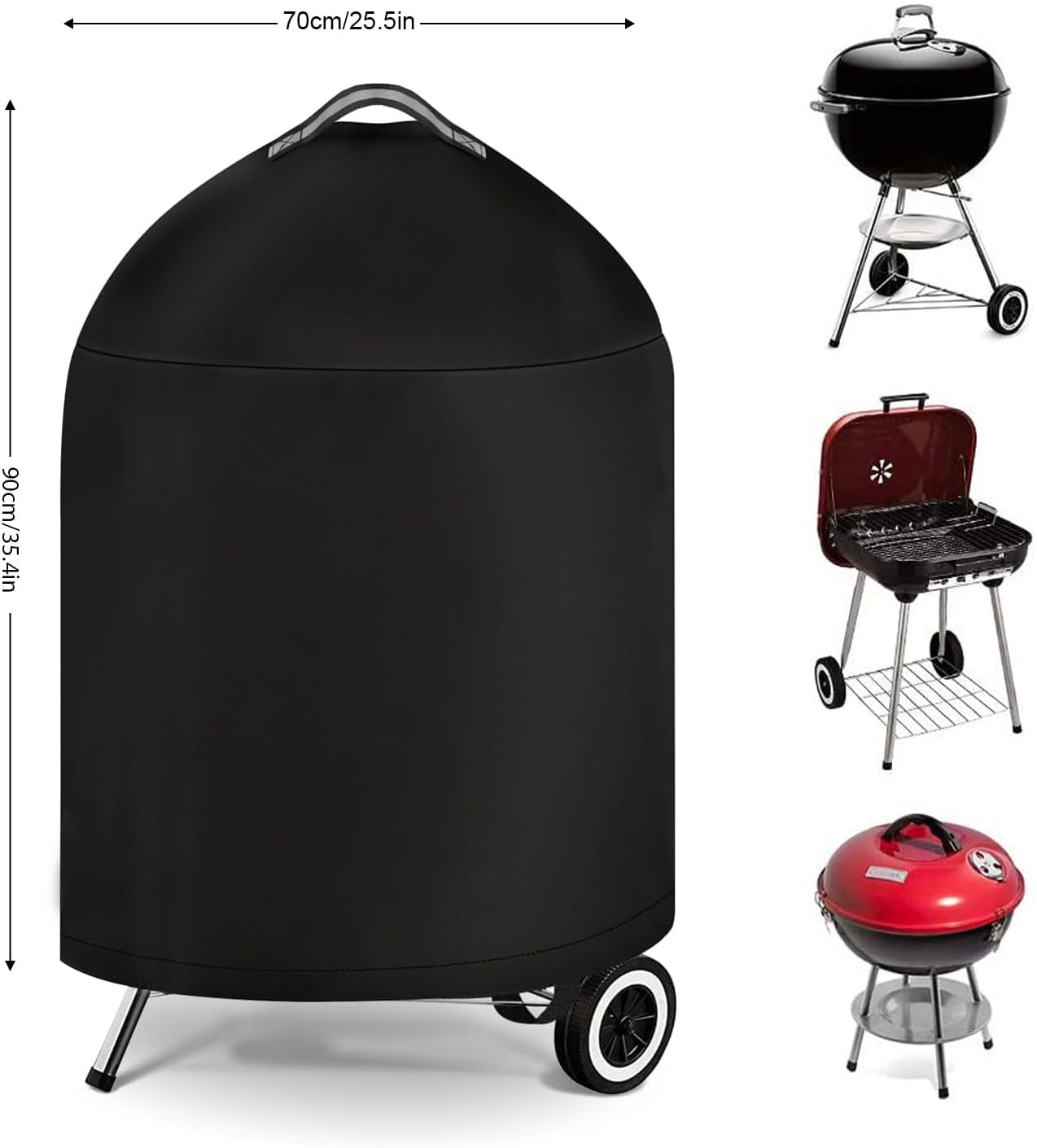 COZY CORE Grill Cover for Weber Barbecue with Handle, Kettle BBQ Cover for Weber 70 CM, Heavy Duty & Waterproof PU Covers for Touch Charcoal Grill, Original Kettle Grill image number 1