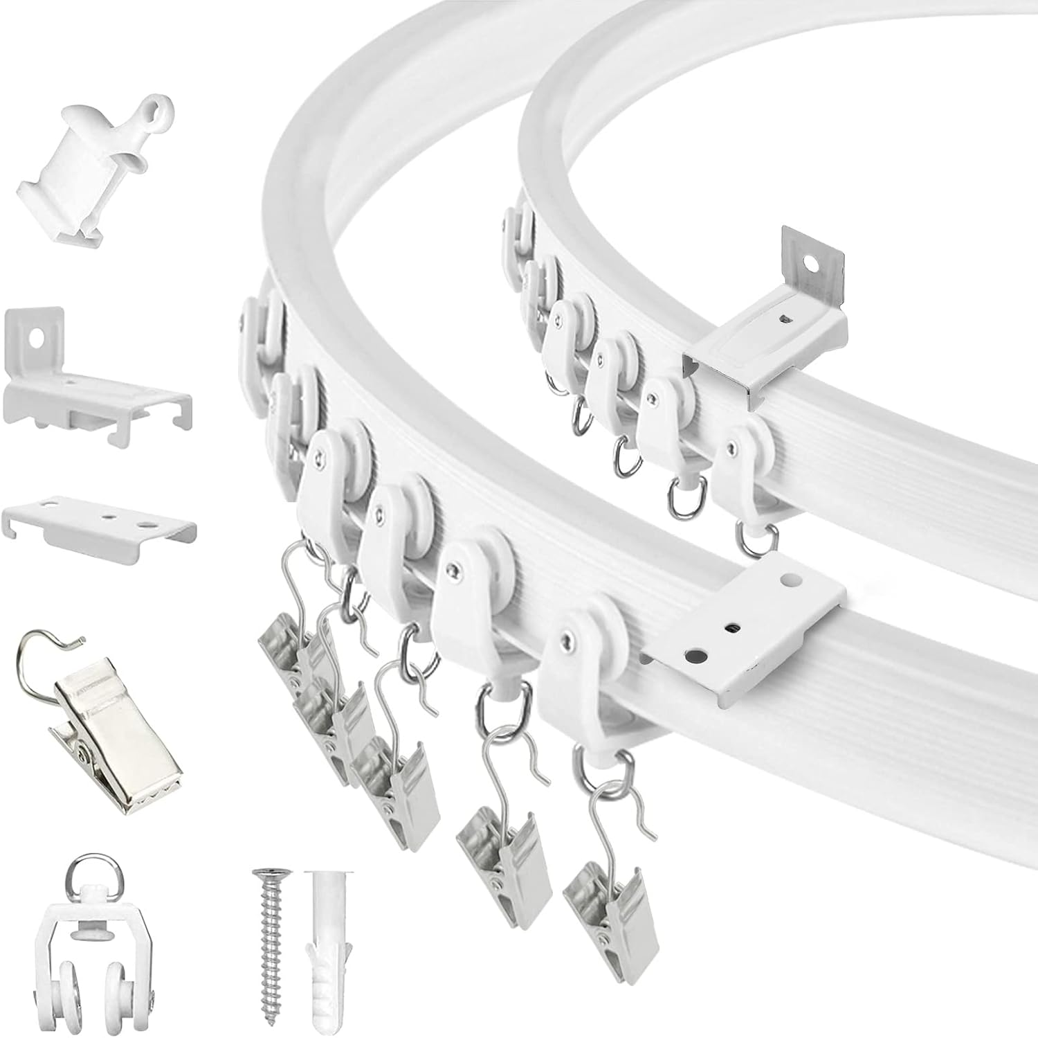 TOKPLNU Ceiling Curtain Track, Flexible Bendable Ceiling Curtain Track Curved Curtain Track 12Ft Ceiling Track for Curtains Room Divider Curtain Rail Track Ceiling Wall Mount for RV Curtain Bay Window