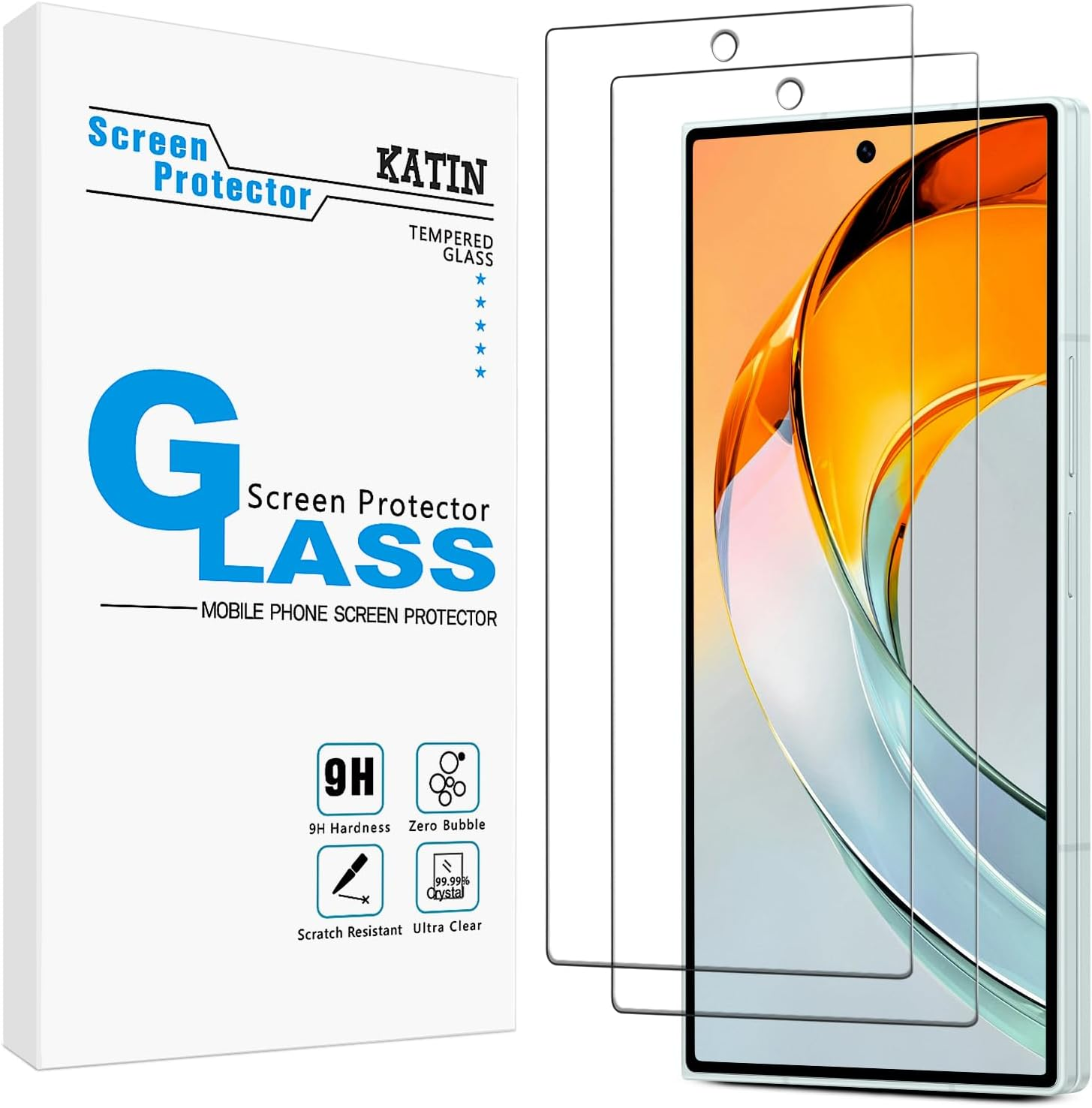 (2 Pack) KATIN Screen Protector for Samsung Galaxy A55 5G Tempered Glass, anti Scratch, Bubble Free, 9H Hardness, Case Friendly image number 4