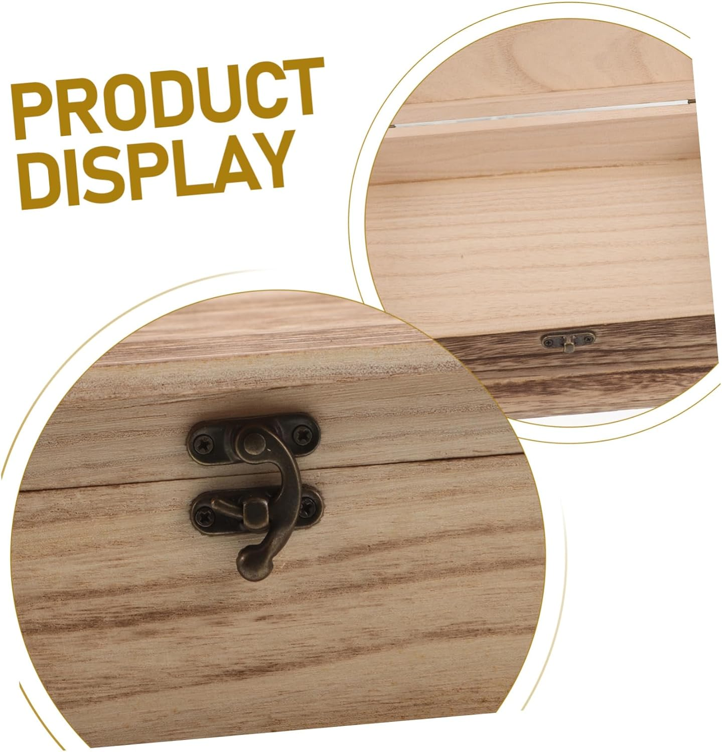 Amosfun 2Pcs Wooden Keepsake Box Lockable Jewelry Storage Box Natural Wood Aesthetic for Home Decor image number 2