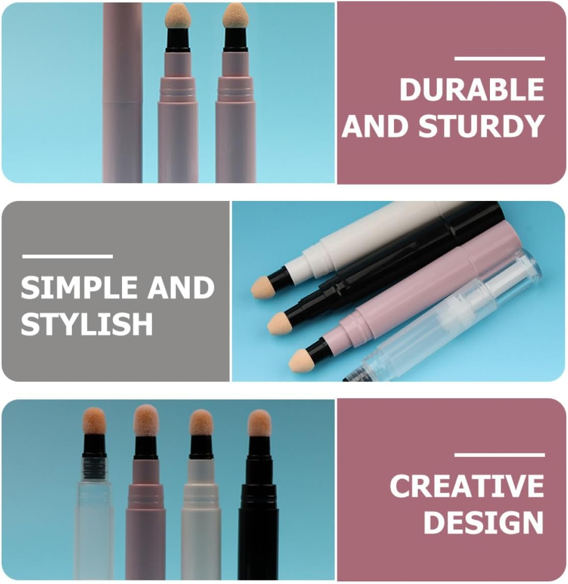 SEWACC 4Pcs 5Ml Refillable Blusher Bottles Cosmetic Tubes Pink Black White Twist Makeup Containers for Travel and Daily Use