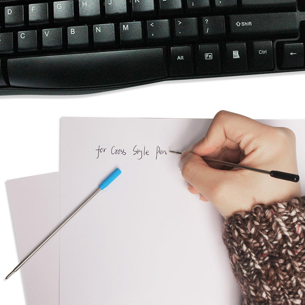 4.5&rdquo; Replaceable Ballpoint Pen Refills, 30 Pack Smooth Writing Ballpoint Refills for Cross Style Pen (Black and Blue Ink Refills) image number 4