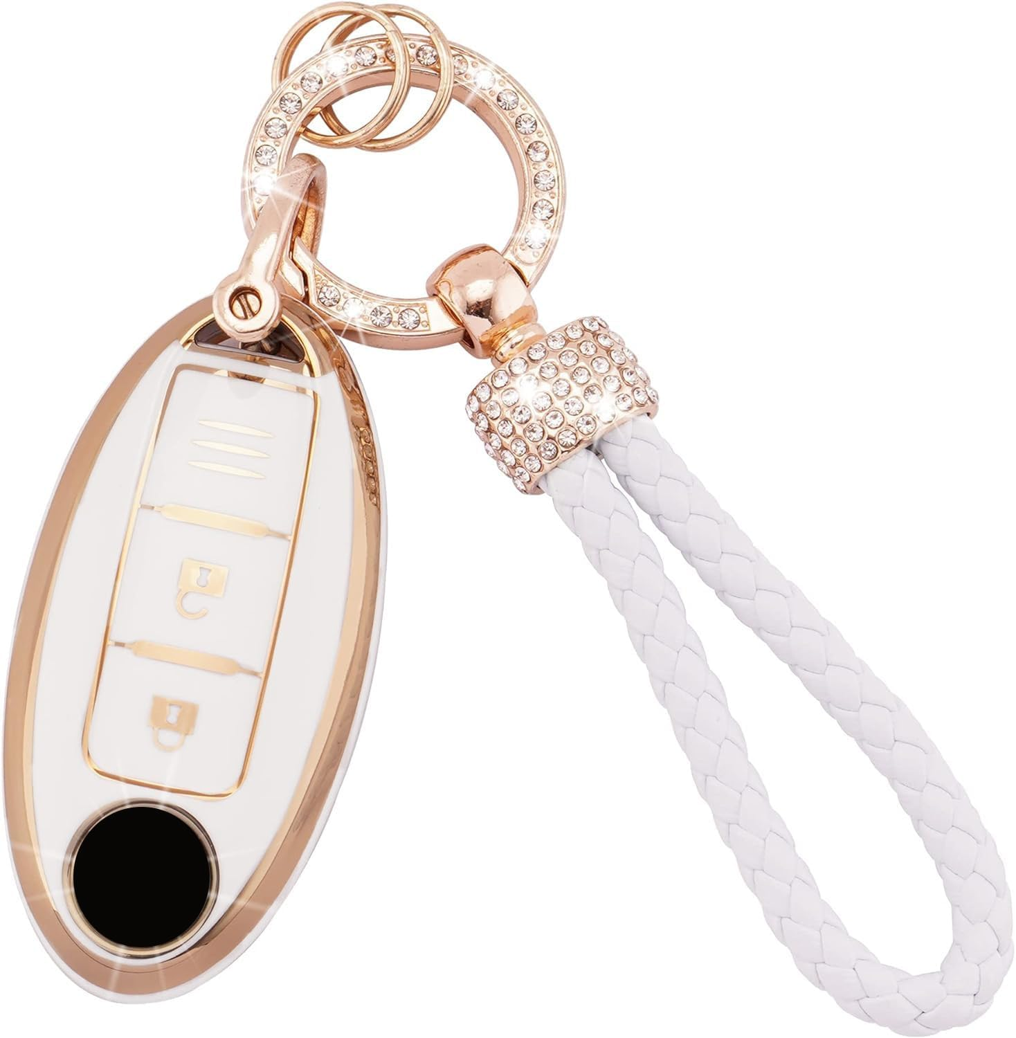 Ontto TPU Car Key Fob Cover Fit for Nissan 350Z Altima Armada Maxima Murano Pathfinder Sentra Quest for Infiniti G35 QX56 Key Holder Smart Case Shell Keyring Keychain Styling Accessories 3 Buttons E1