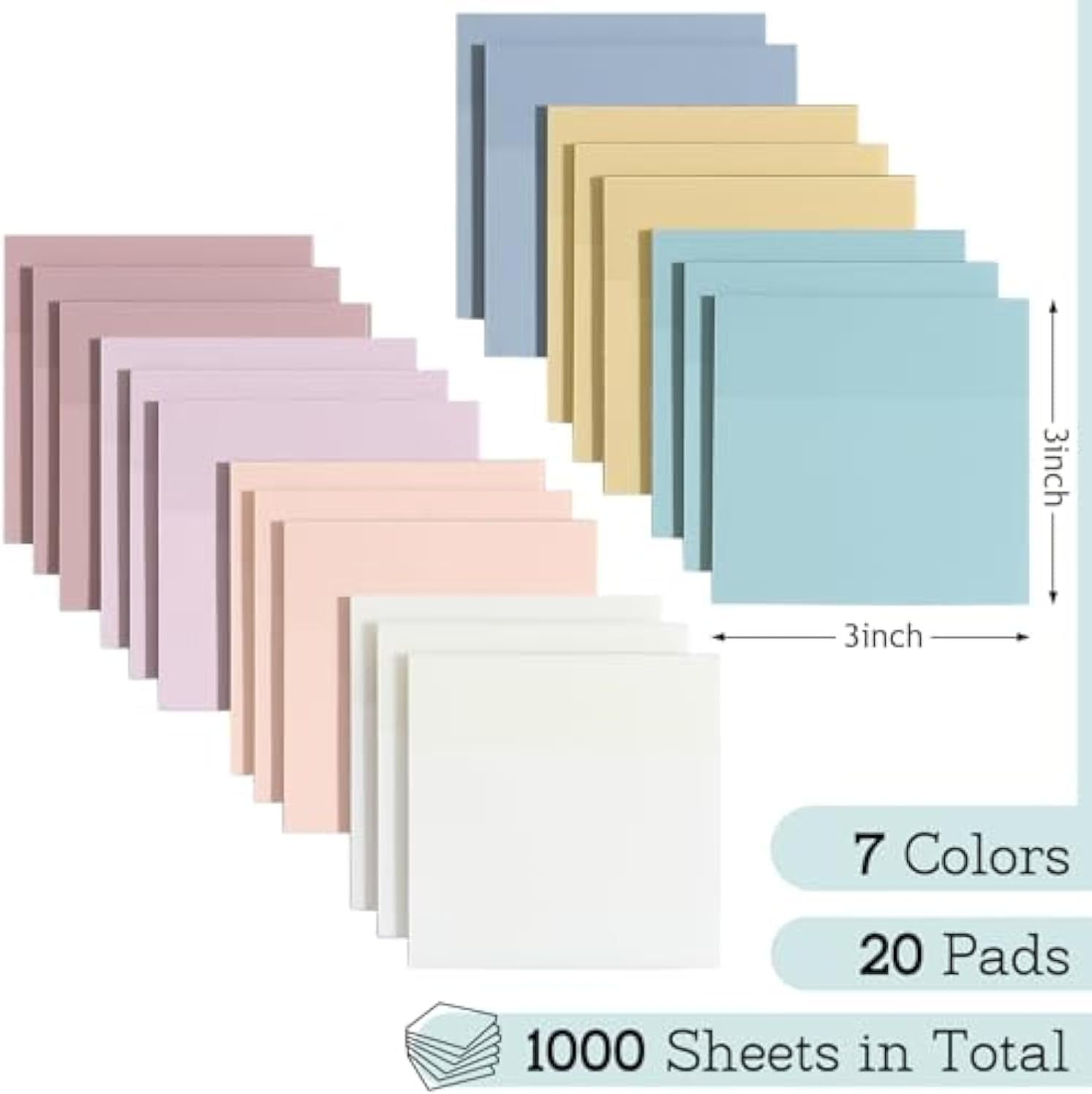 Pastel Color Clear Sticky Notes, Self-Adhesive Waterproof Translucent Sticky Notes in 7 Vintage Colors for School and Office Supplies, Tabs (Style 1, One Size) image number 1