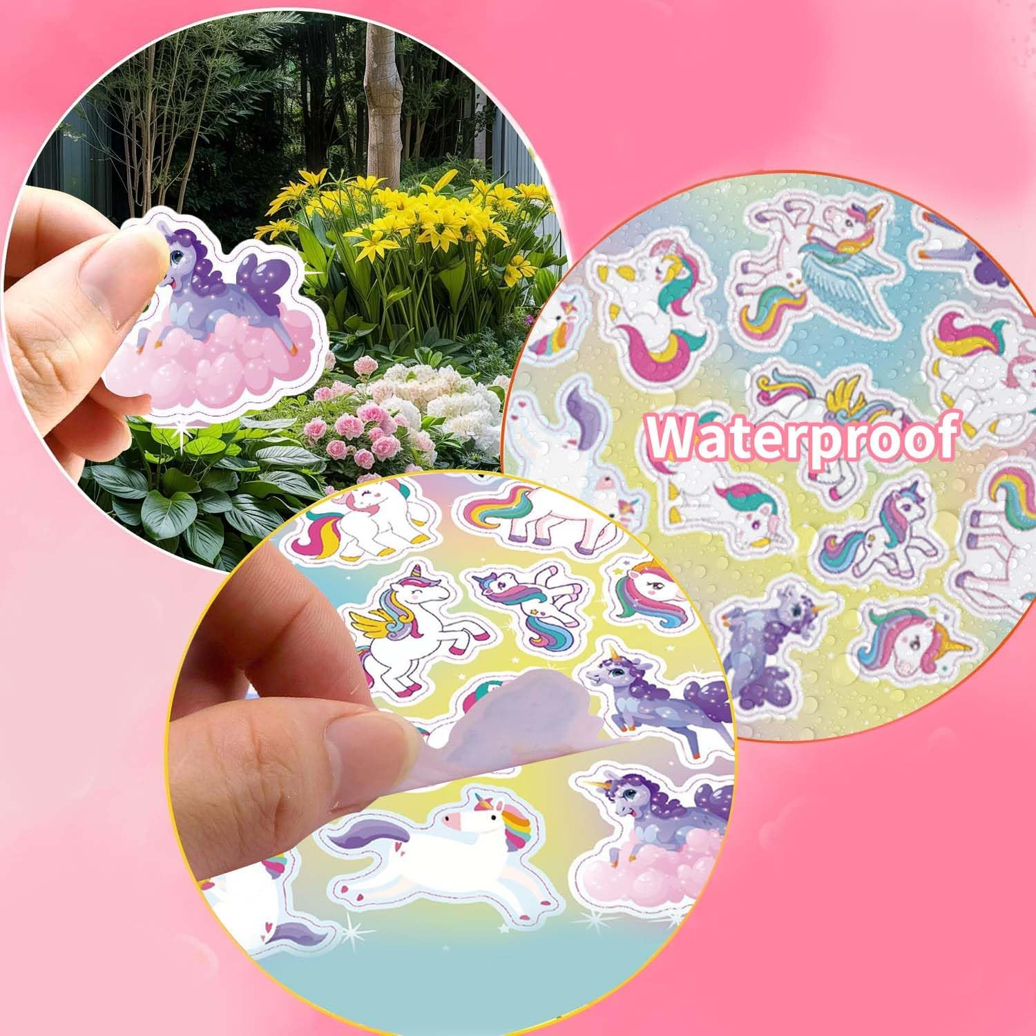 Shalve 32 Sheets Unicorn Stickers 420 PCS Cute Waterproof Stickers Wall Decal Self Adhesive Decals Party Birthday Invitations Envelopes Decorations Party Goodie Gifts Bags Decor School Class Rewards image number 4