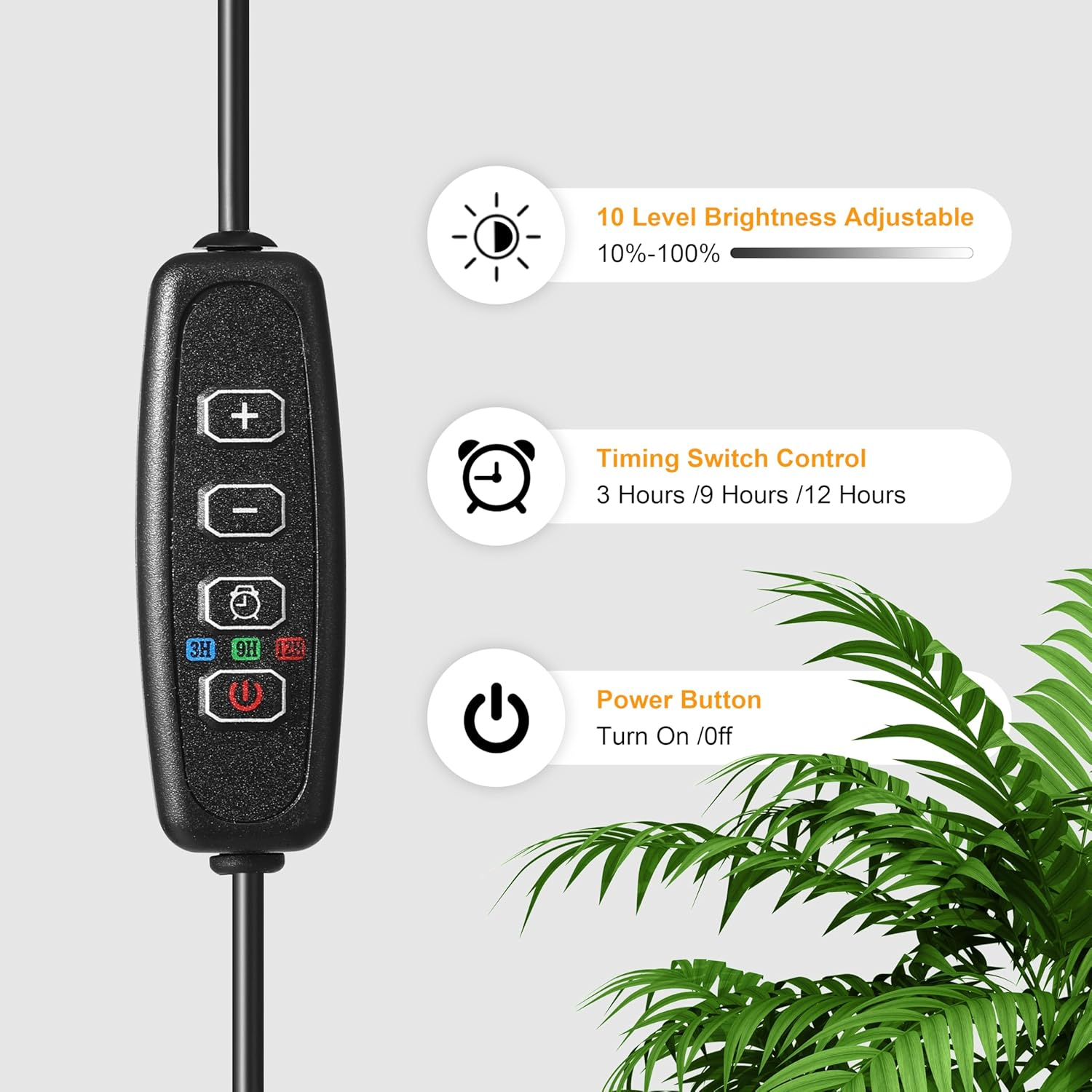 A Head Grow Light for Indoor Plants, Full Spectrum LED Growth Floor Lamp with Auto On/Off Timer, Stable Base, 10-Level Dimmable,Adjustable Gooseneck and Height for Large Tall Small Plants image number 6