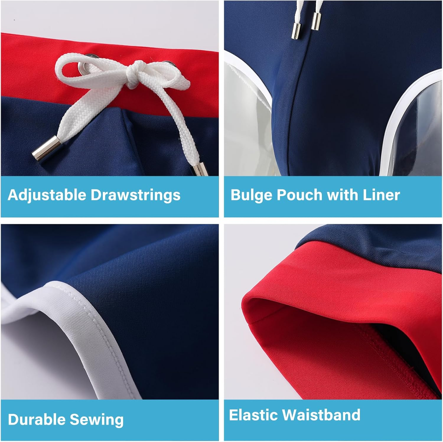 Casey Kevin Men'S Swim Briefs Sexy Bikini Contrast Color Swimsuit Low Waist Swimming Briefs with Drawstring MK4039 1Pcs image number 2