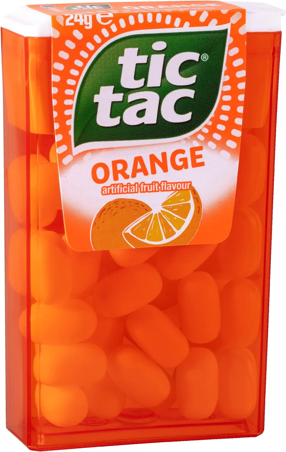 Tic Tac Orange Flavoured Mints, Bulk Hard Candy Mints, On-The-Go Refreshment, 24 Packs (24G Each) image number 2