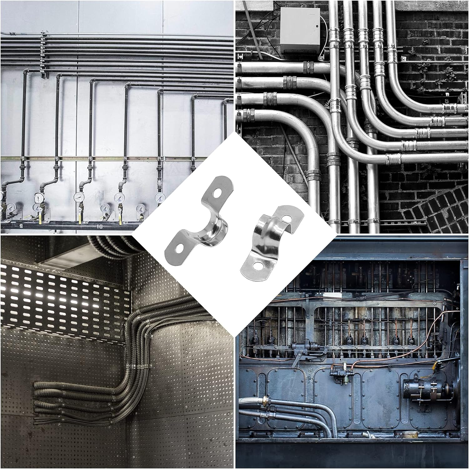 Jersvimc 20Pcs 3/4 Inch Stainless Steel Conduit Clamps, Two Hole Strap U Bracket Rigid Pipe Strap Metal U Clamp Conduit Strap Tension Clips U-Tube Clamp Heavy Duty image number 4