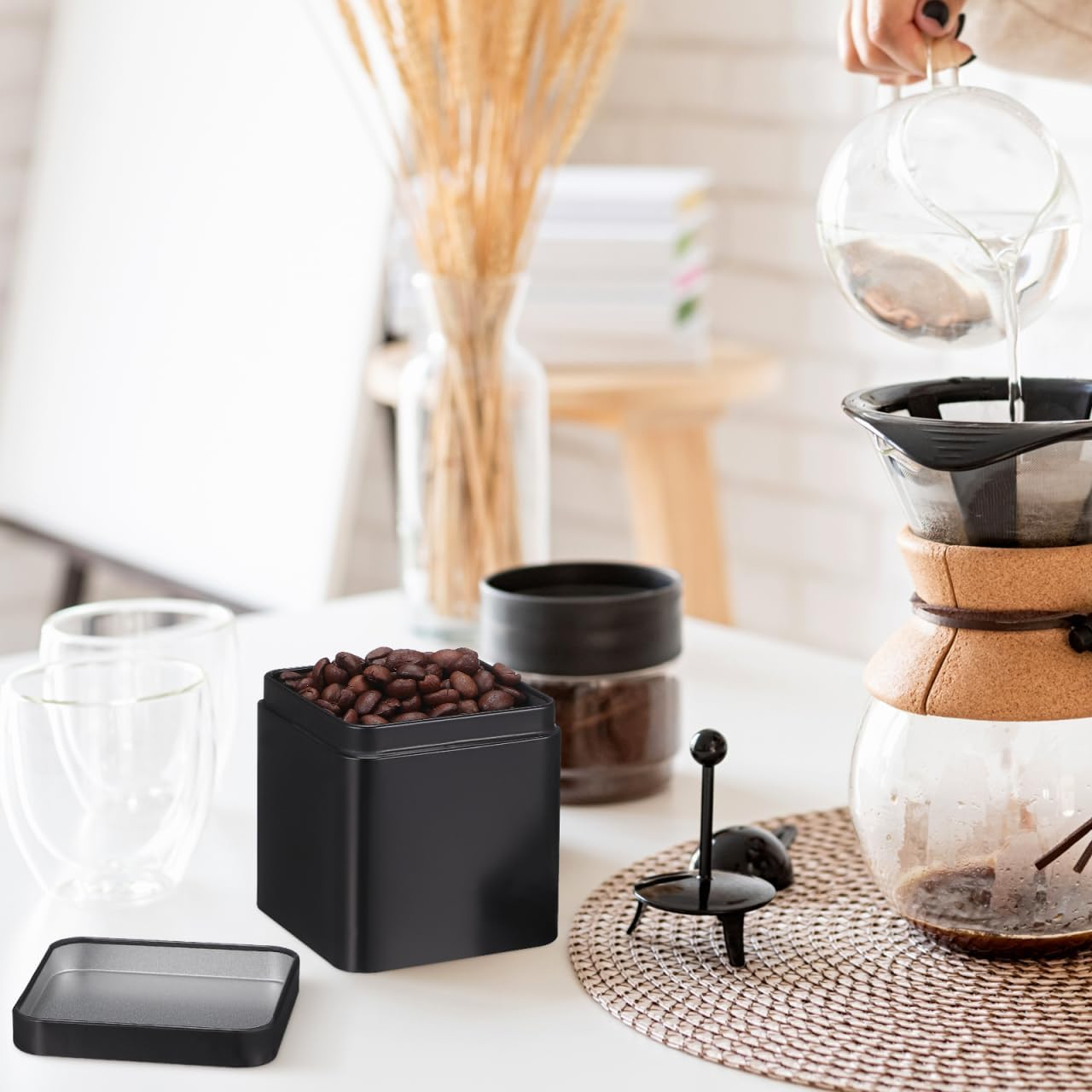 Luxshiny 10Pcs Black Square Metal Tin Containers for Storage, Portable Airtight Tea Canisters for Loose Leaf Tea, Multi-Purpose Small Storage Boxes for Candy, Medicine, and Accessories image number 3