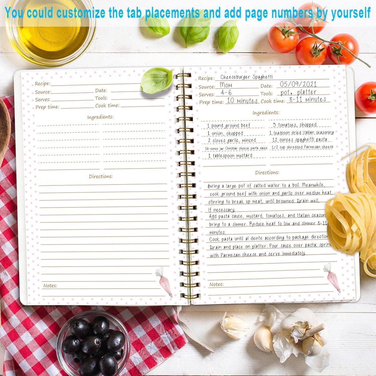 Ceiba Tree Blank Recipe Book to Write in Your Own Recipes Notebook Cookbook Journal 8.5" X 11" with Stickers for Gifts Ideas for Women Wife Mom 120 Pages image number 6