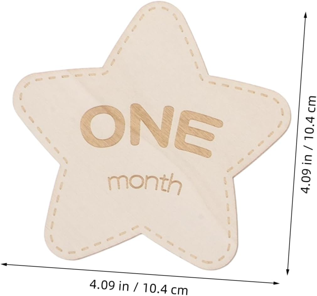 6Pcs Wooden Star Plaque Newborn Commemorative Sign Monthly Marker Keepsake Props for Photography image number 2