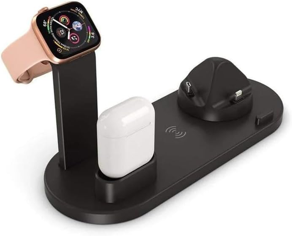 Bliss Gifts & Homewares Magnetic Wireless Charger I 3 In-1 Wireless Charging Dock with Adapter I 15W Portable Charger Stand I Compatible with Apple Phones, Air Pods, Galaxy Watches (Black) - Black image number 3