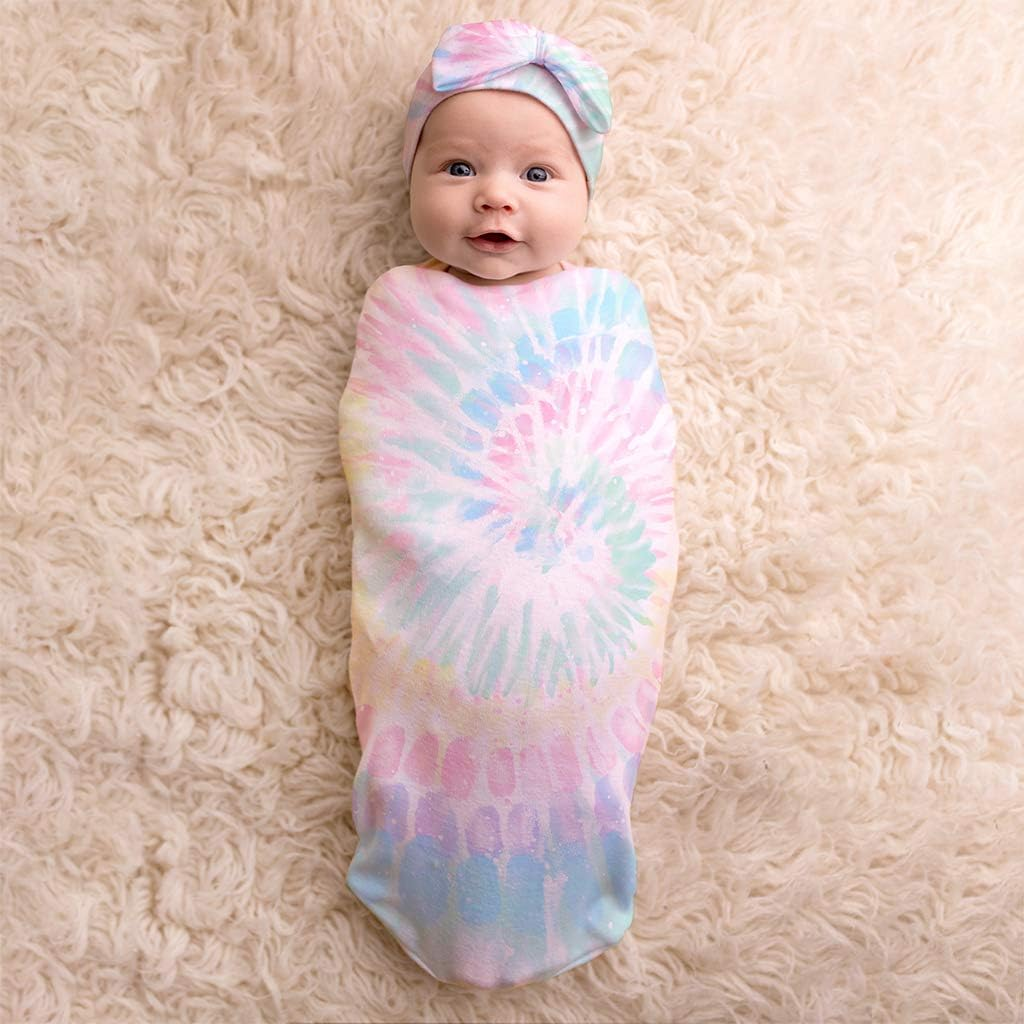 Itzy Ritzy Cocoon & Hat Swaddle Set, Cutie Cocoon Includes Name Announcement Card & Matching Jersey Knit Cocoon & Hat Set, Perfect for Newborn Photos, for Ages 0 to 3 Months, Blue Cloud Tie Dye - Dinosaur image number 2