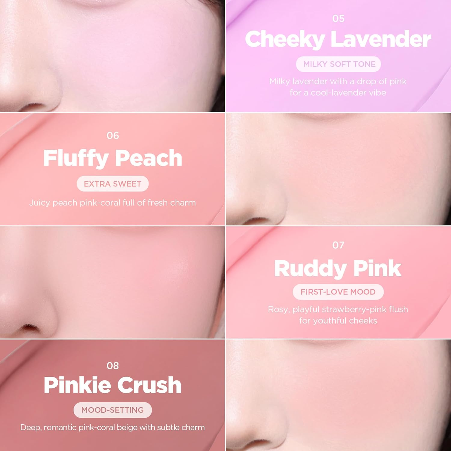 Lilybyred Luv Beam Cheek Balm | Heart-Shaped Korean Cream Blush, Semi-Matte Finish, Long-Lasting, Blendable & Buildable, Soft Creamy Texture, Lightweight, Natural Flush, 0.12 Oz. (06 Fluffy Peach) - 01 Pure Coral image number 6