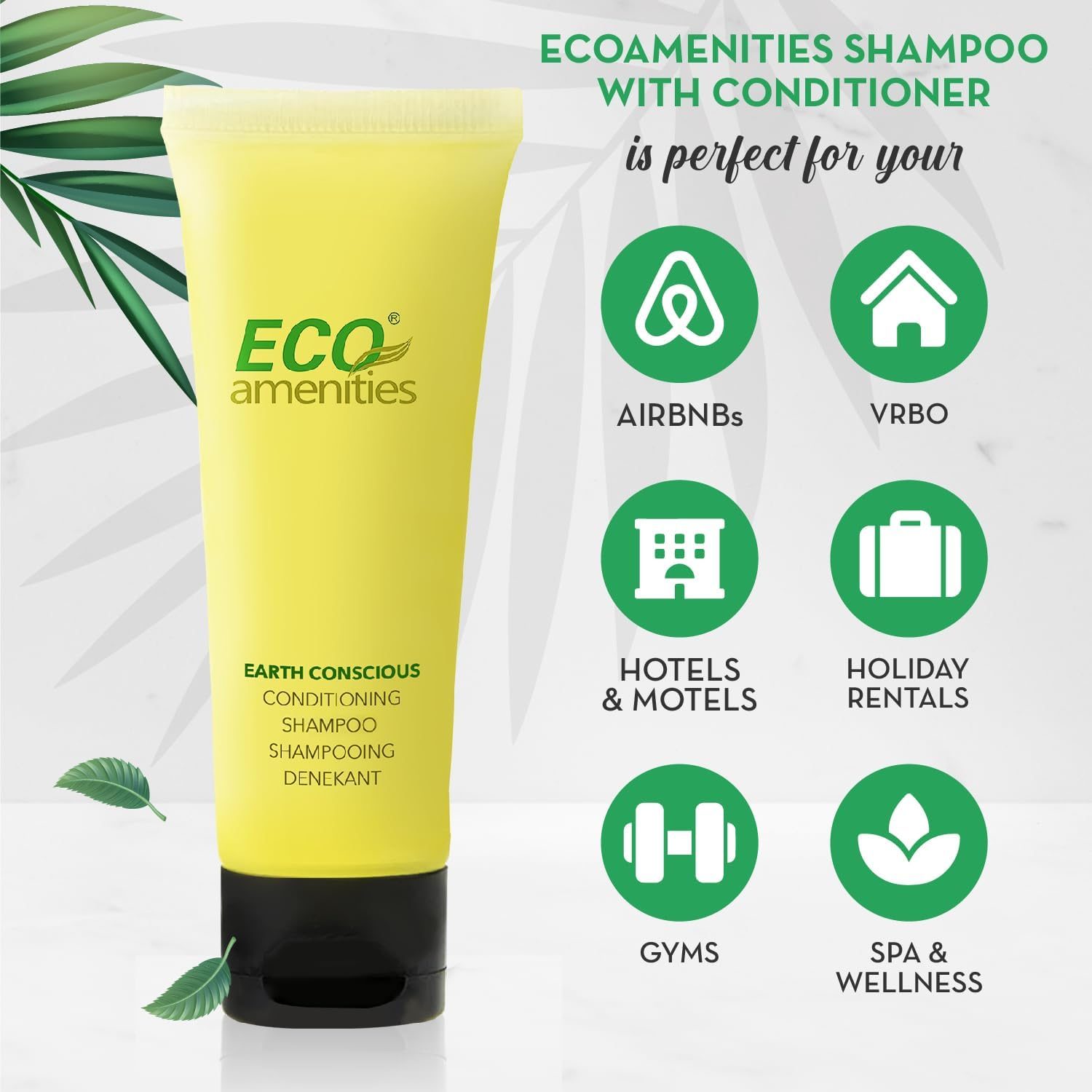 ECO Amenities Travel Size Shampoo and Conditioner Sets - 2 in 1 Hotel Shampoo and Conditioner Supplies for Guests - Refreshing Bulk Travel Size Toiletries - 1 Ounce (30Ml), 72 Packs, Green Tea Scent image number 2