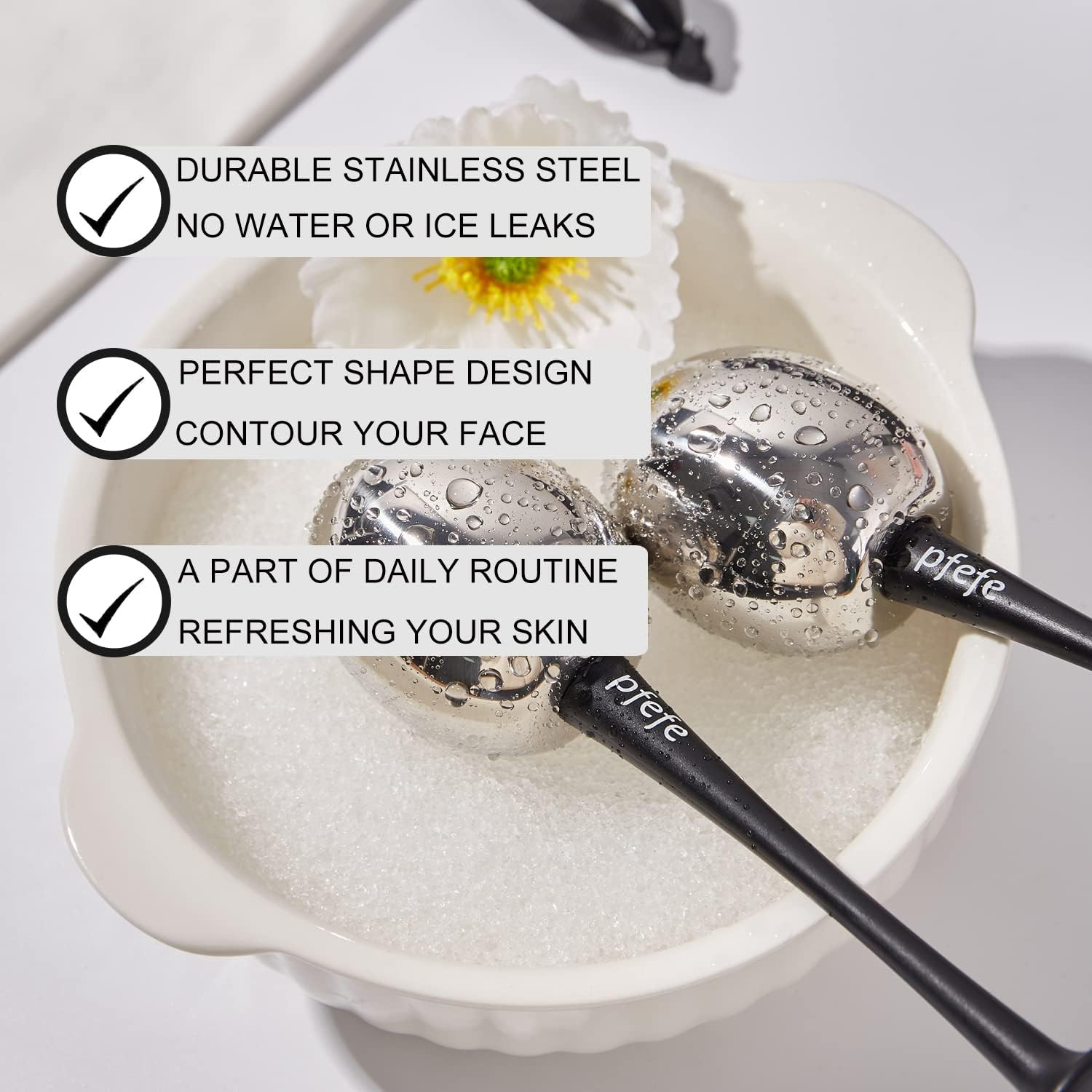 Ice Globes Facial Skin Care Tools for Women Face & Eyes, Stainless Steel Face Massage Beauty Cryo Roller with Storage Case, Christmas/Valentines Day for Girlfriend image number 3